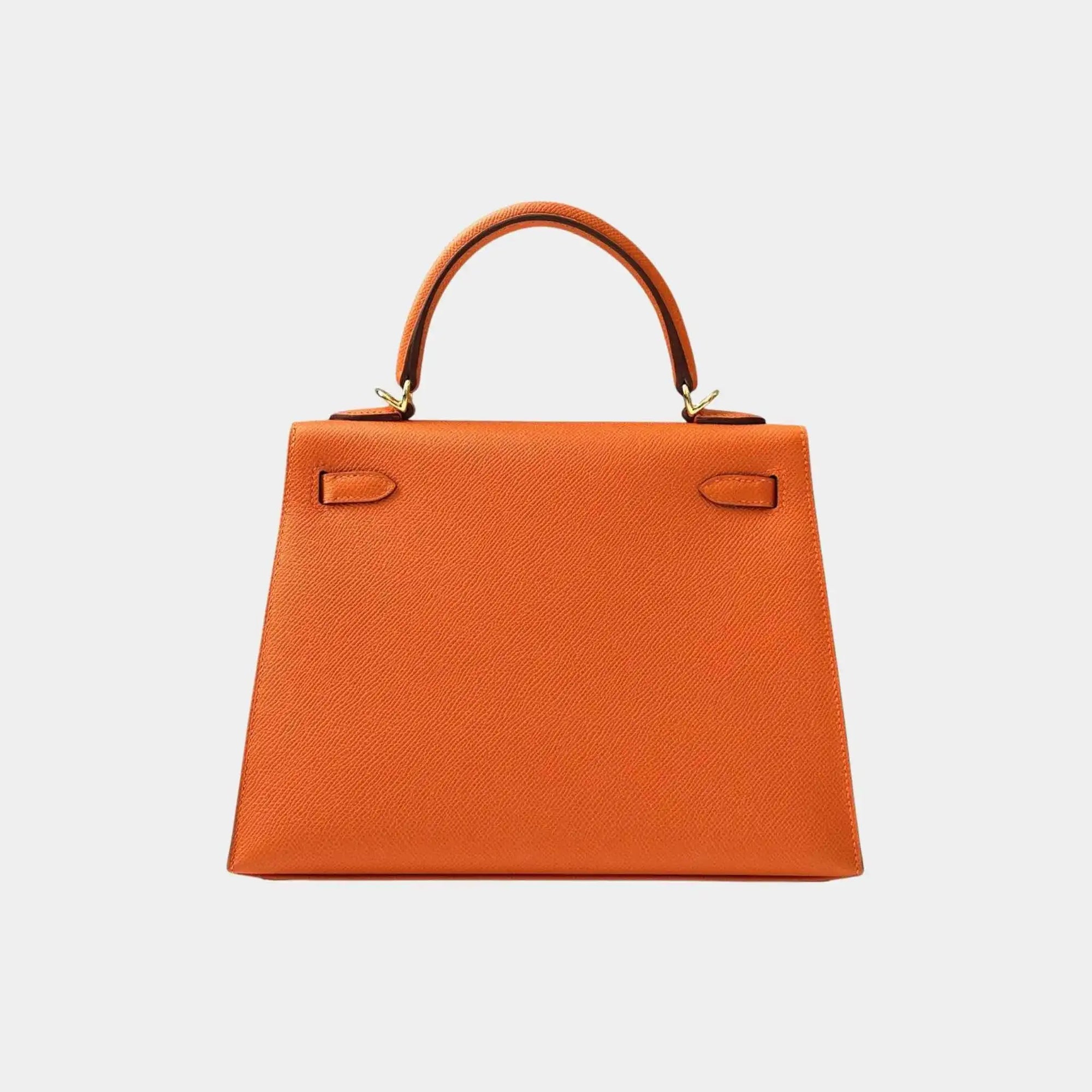 Kelly 25 Epsom Orange H Ghw Hermes – Гарантія оригінальності – вид ззаду