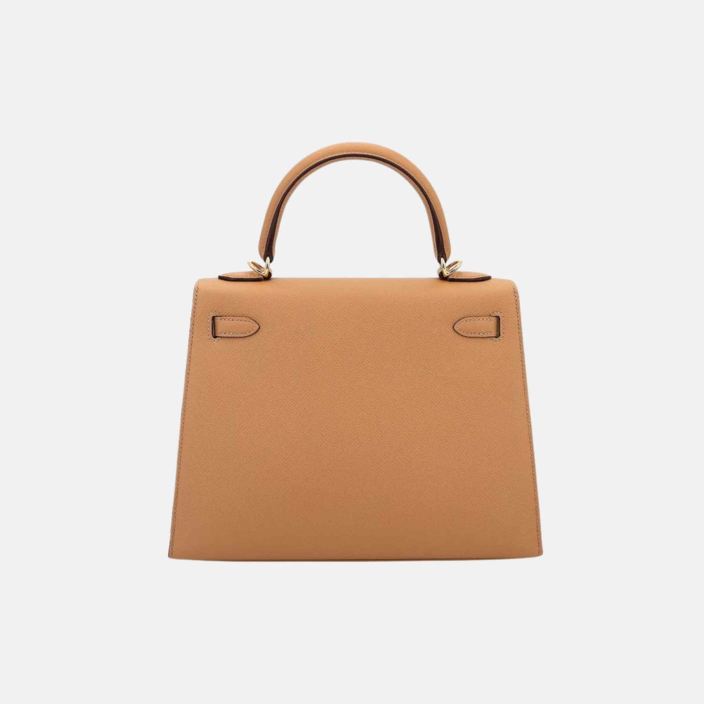 Kelly 25 Epsom Sellier Biscuit Ghw Hermes – Гарантія оригінальності – вид ззаду