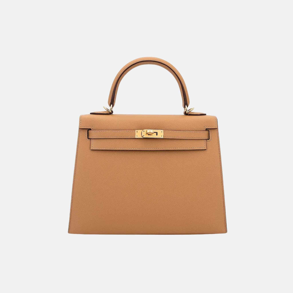 Kelly 25 Epsom Sellier Biscuit Ghw Hermes – Гарантія оригінальності – боковий вид