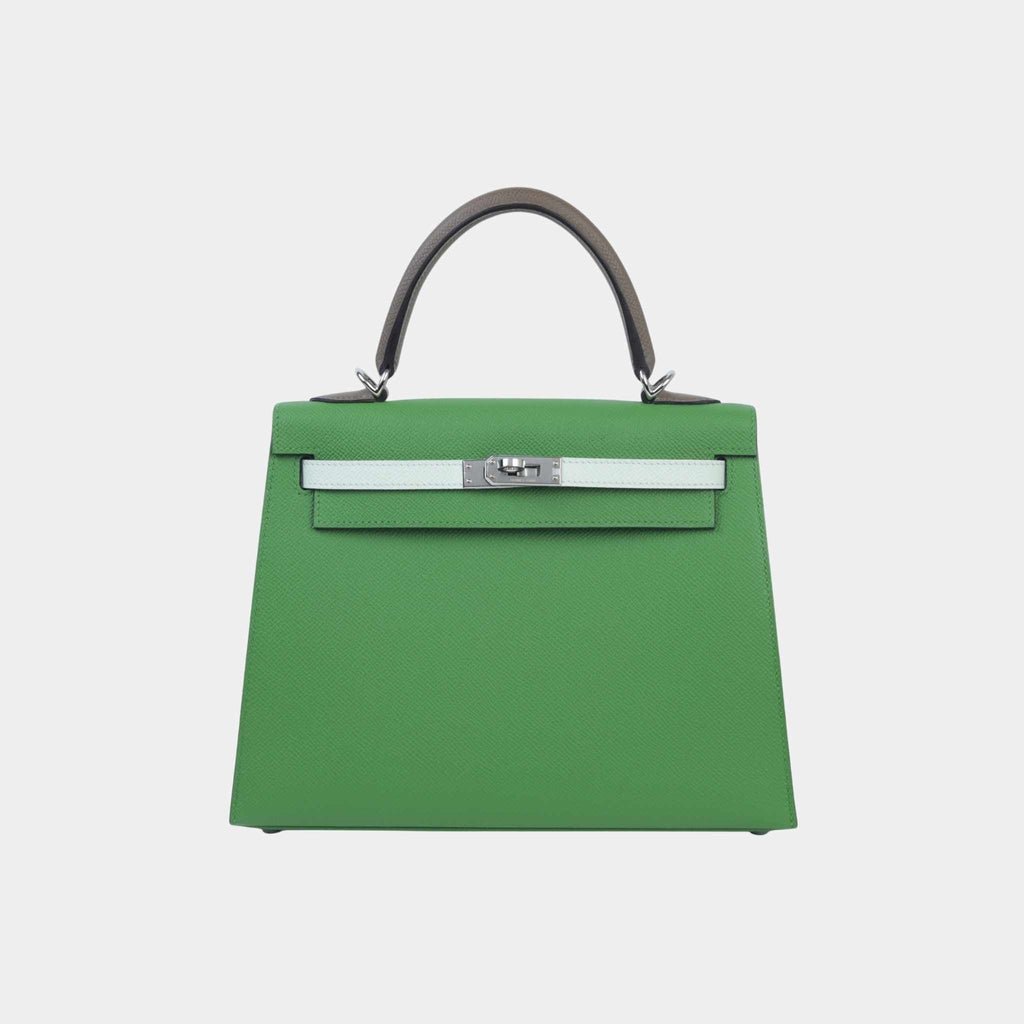 Kelly 25 Epsom Sellier Etoupe Hermes – Гарантія оригінальності – боковий вид