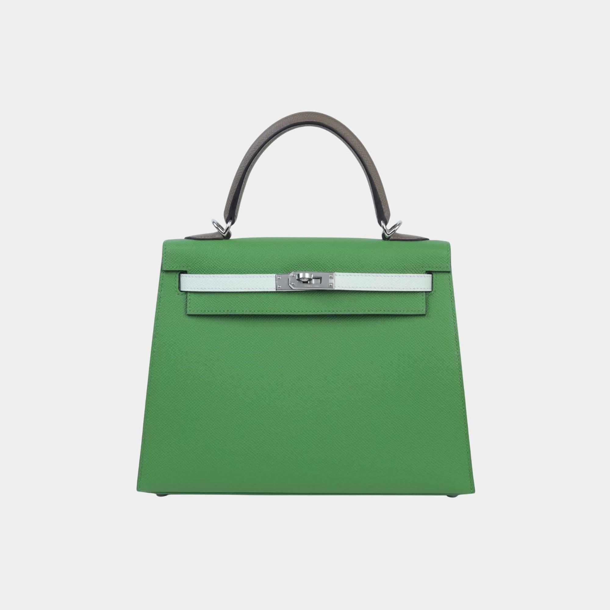 Kelly 25 Epsom Sellier Etoupe Hermes – Гарантія оригінальності – боковий вид