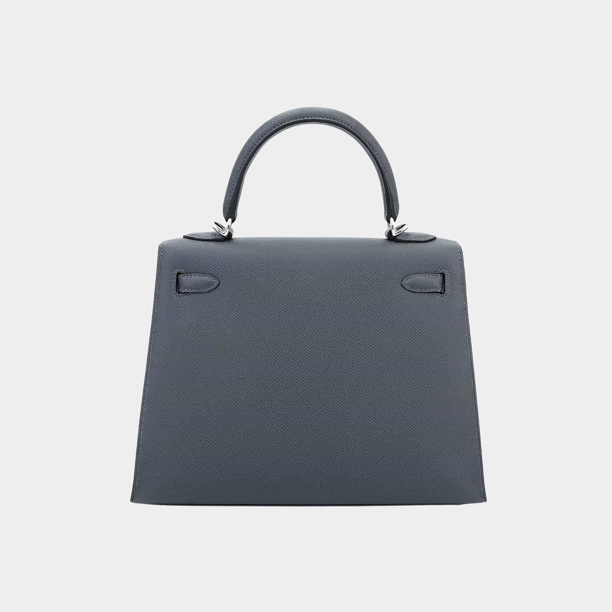 Оригінальна Kelly 25 Epsom Sellier Gris Misty Phw Hermes – вид ззаду