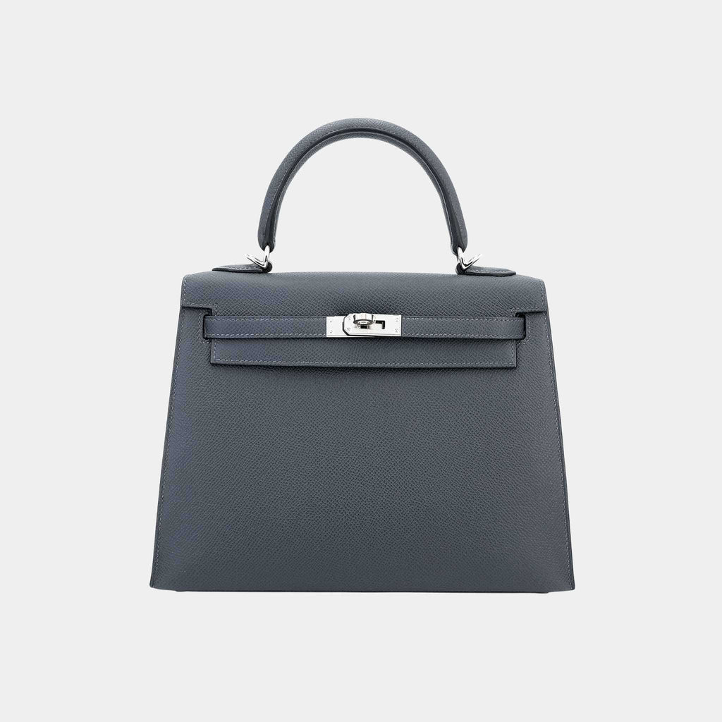 Оригінальна Kelly 25 Epsom Sellier Gris Misty Phw Hermes – боковий вид