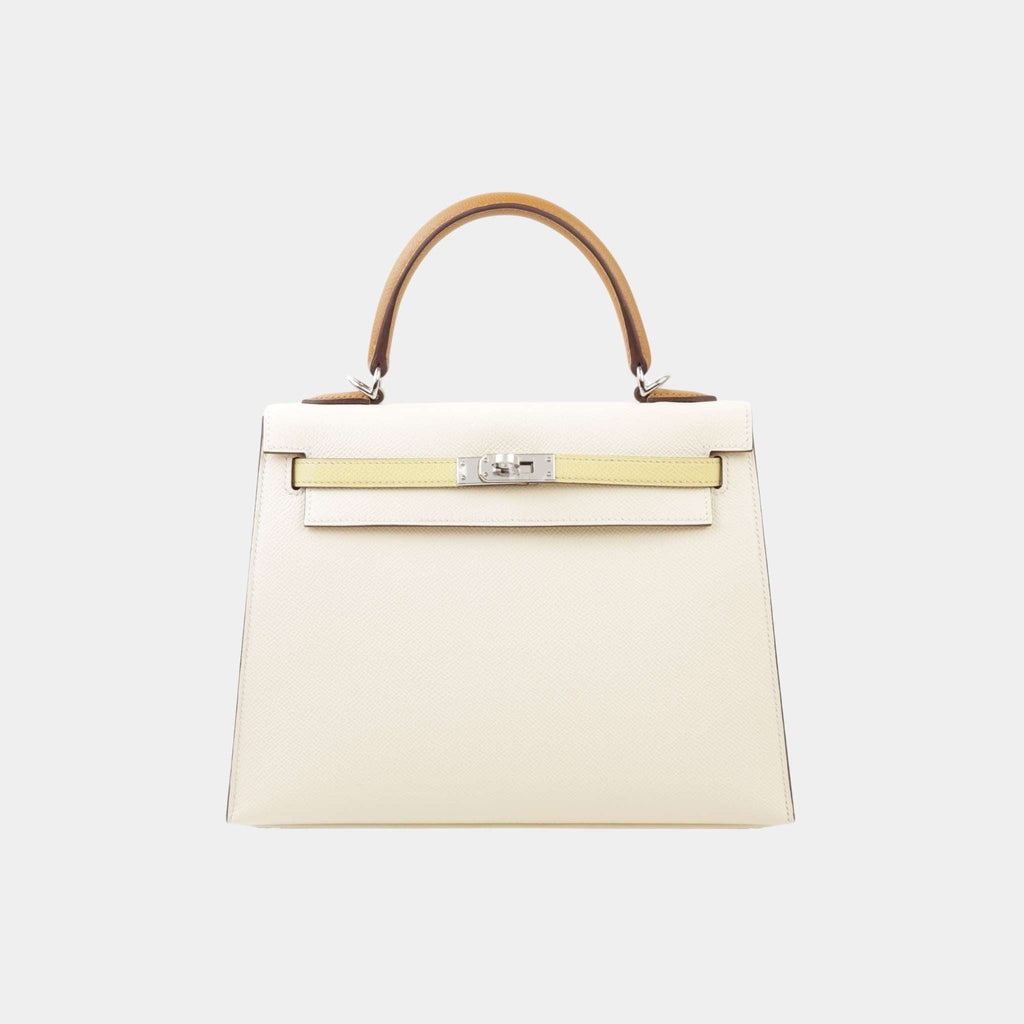 Kelly 25 Epsom Sellier Jaune Poussin Hermes оригінал – Купити в Україні – боковий вид