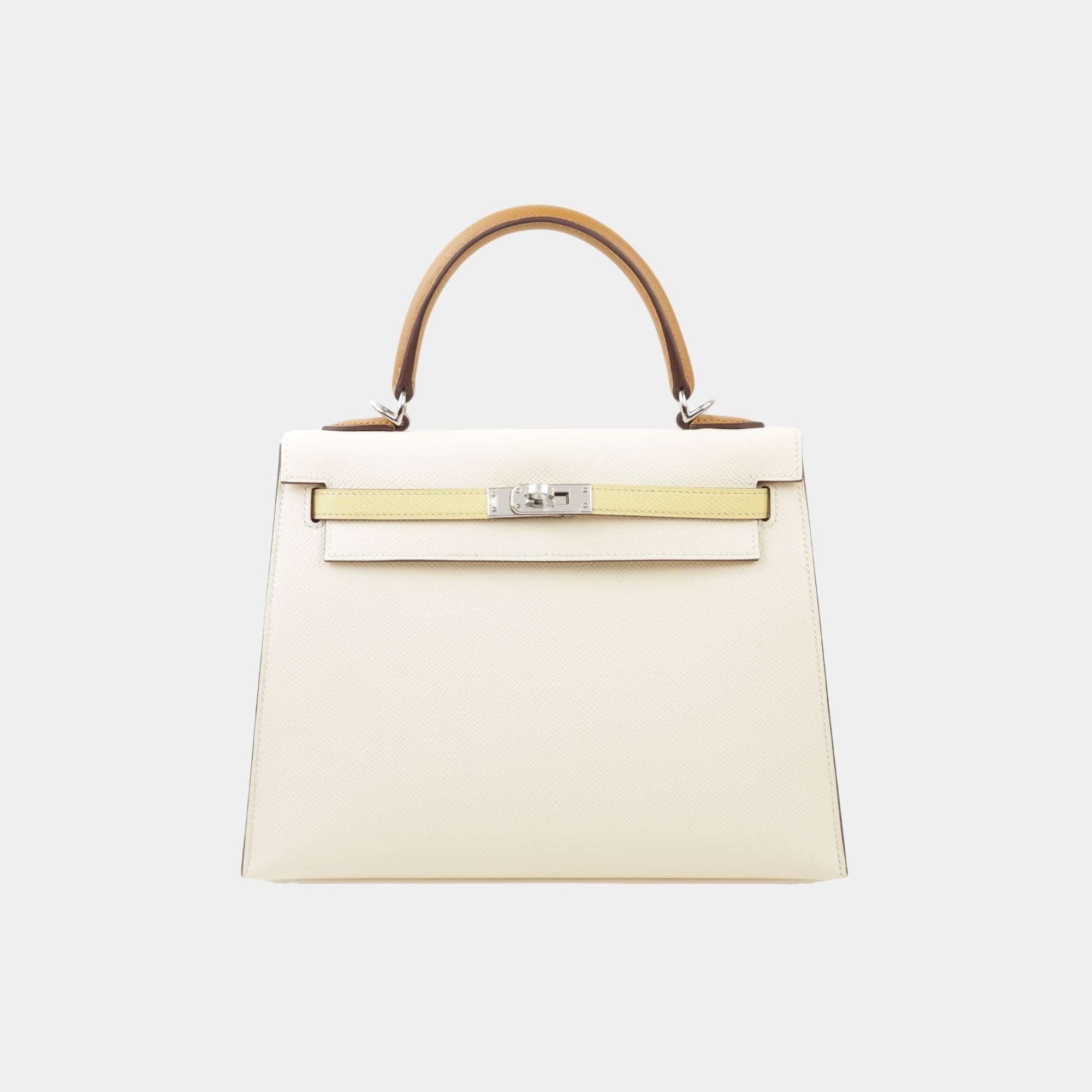 Kelly 25 Epsom Sellier Jaune Poussin Hermes оригінал – Купити в Україні – боковий вид