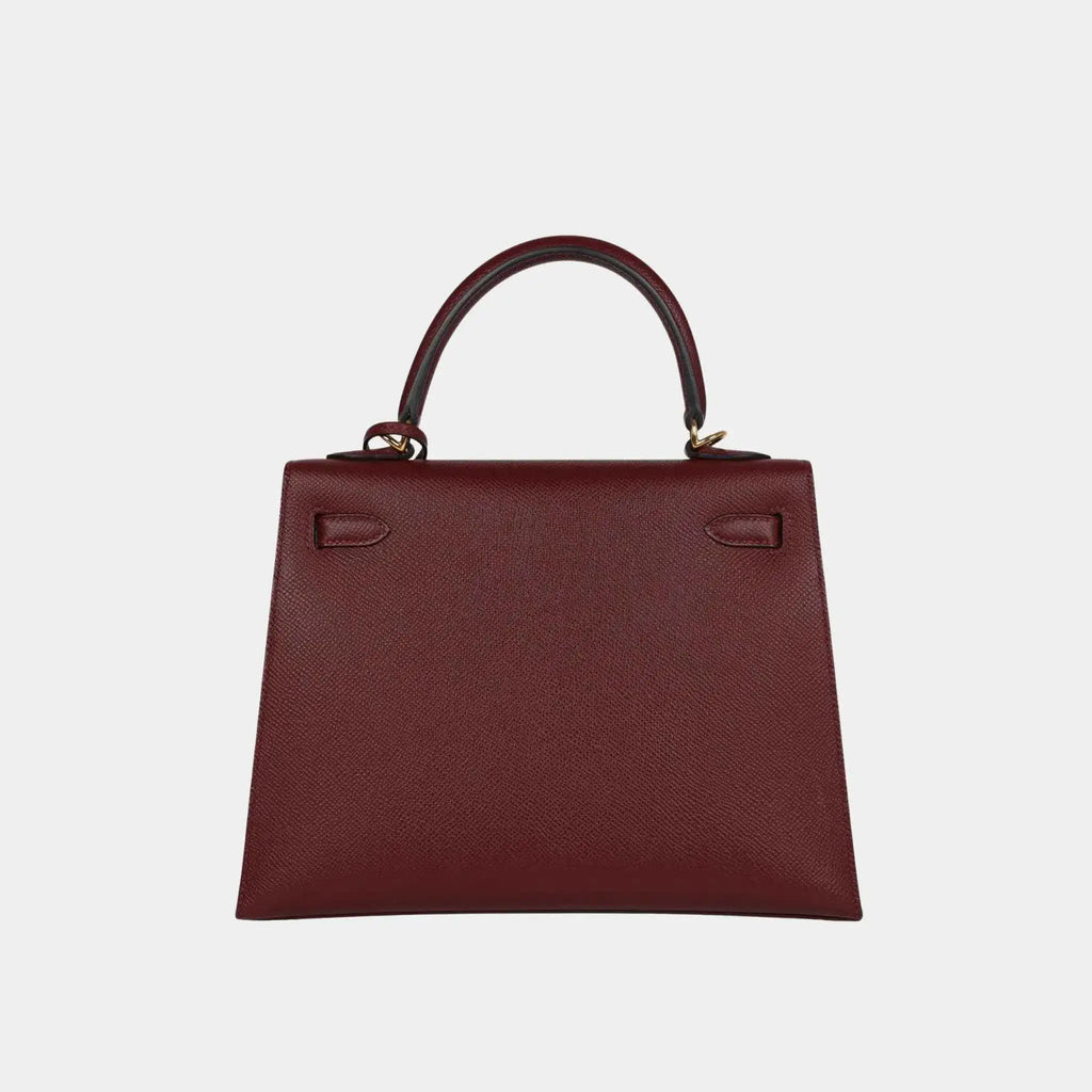 Оригінальна Kelly 25 Espom Rouge H Ghw Hermes – вид ззаду