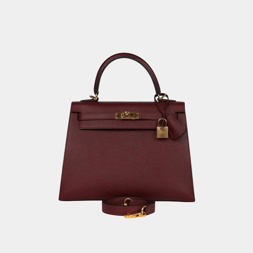 Оригінальна Kelly 25 Espom Rouge H Ghw Hermes – боковий вид