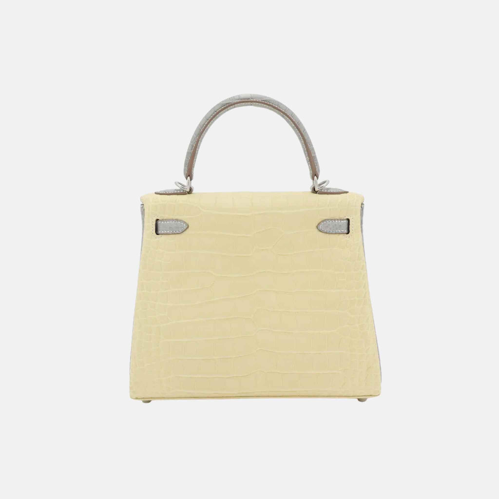 Kelly 25 Hss Alligator Vanille Hermes – Гарантія оригінальності – вид ззаду