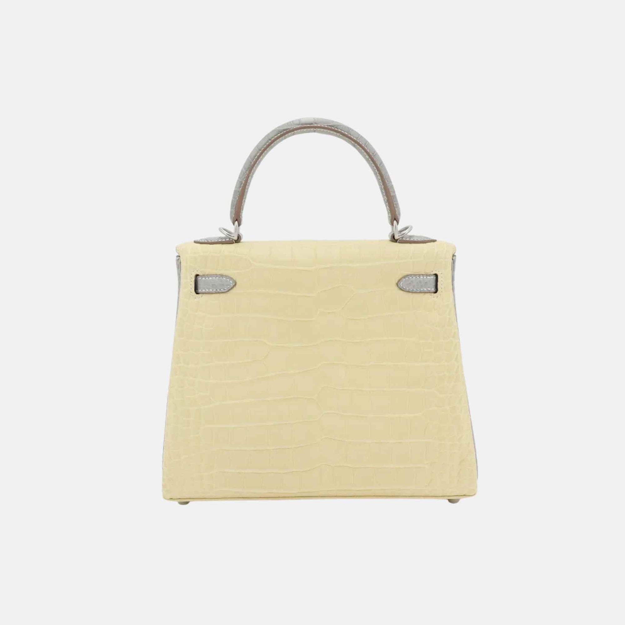 Kelly 25 Hss Alligator Vanille Hermes – Гарантія оригінальності – вид ззаду