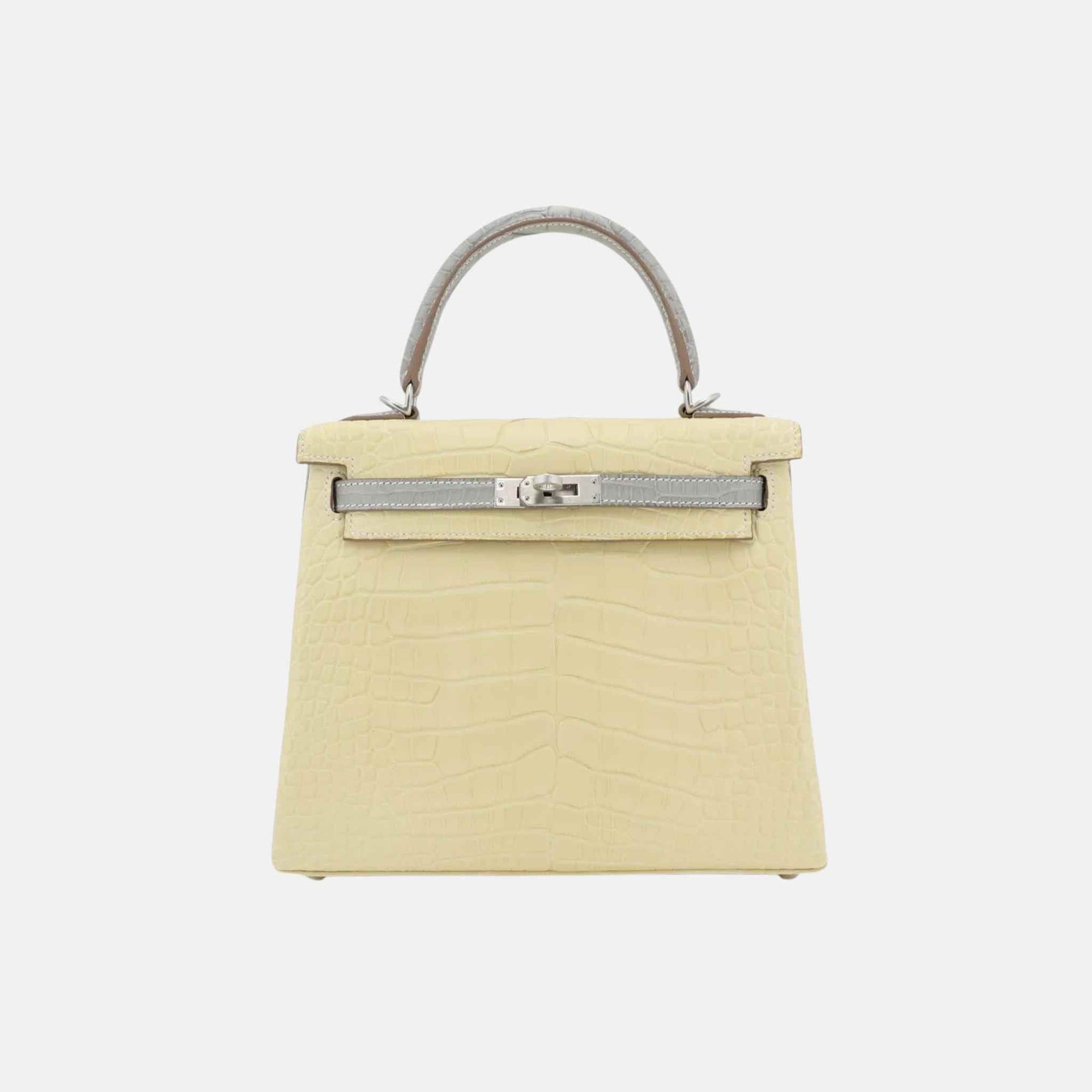Kelly 25 Hss Alligator Vanille Hermes – Гарантія оригінальності – боковий вид