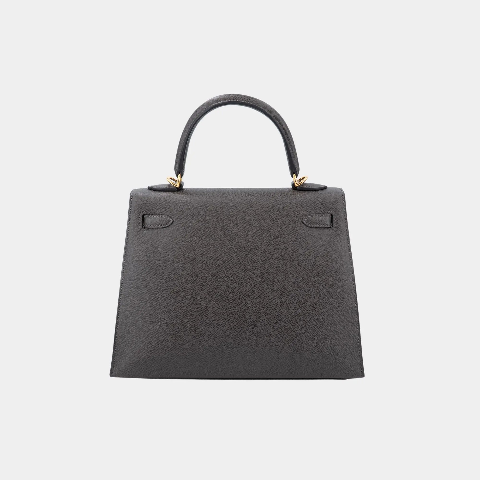 Оригінальна Kelly 25 Madame Graphite Ghw Hermes – вид ззаду
