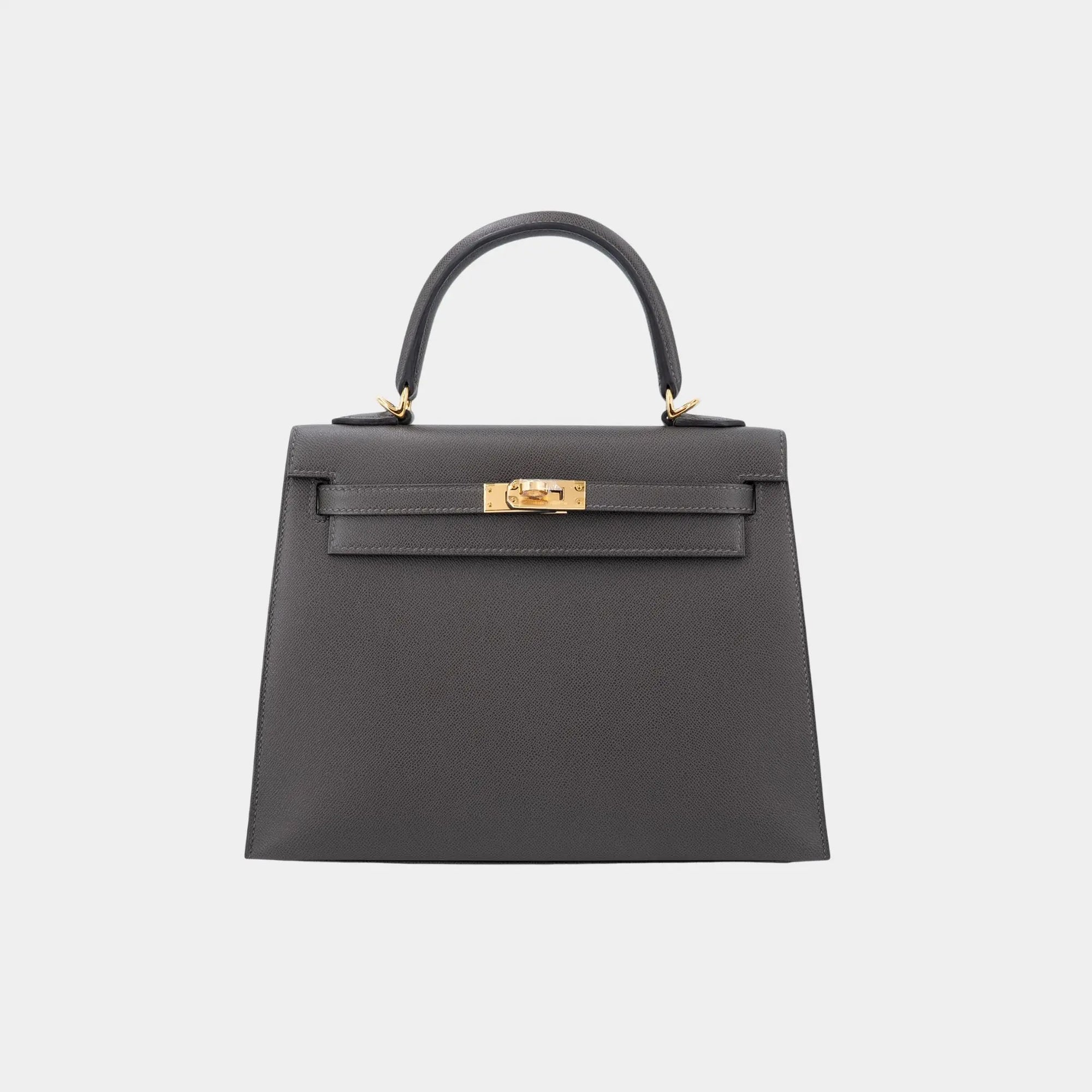 Оригінальна Kelly 25 Madame Graphite Ghw Hermes – боковий вид
