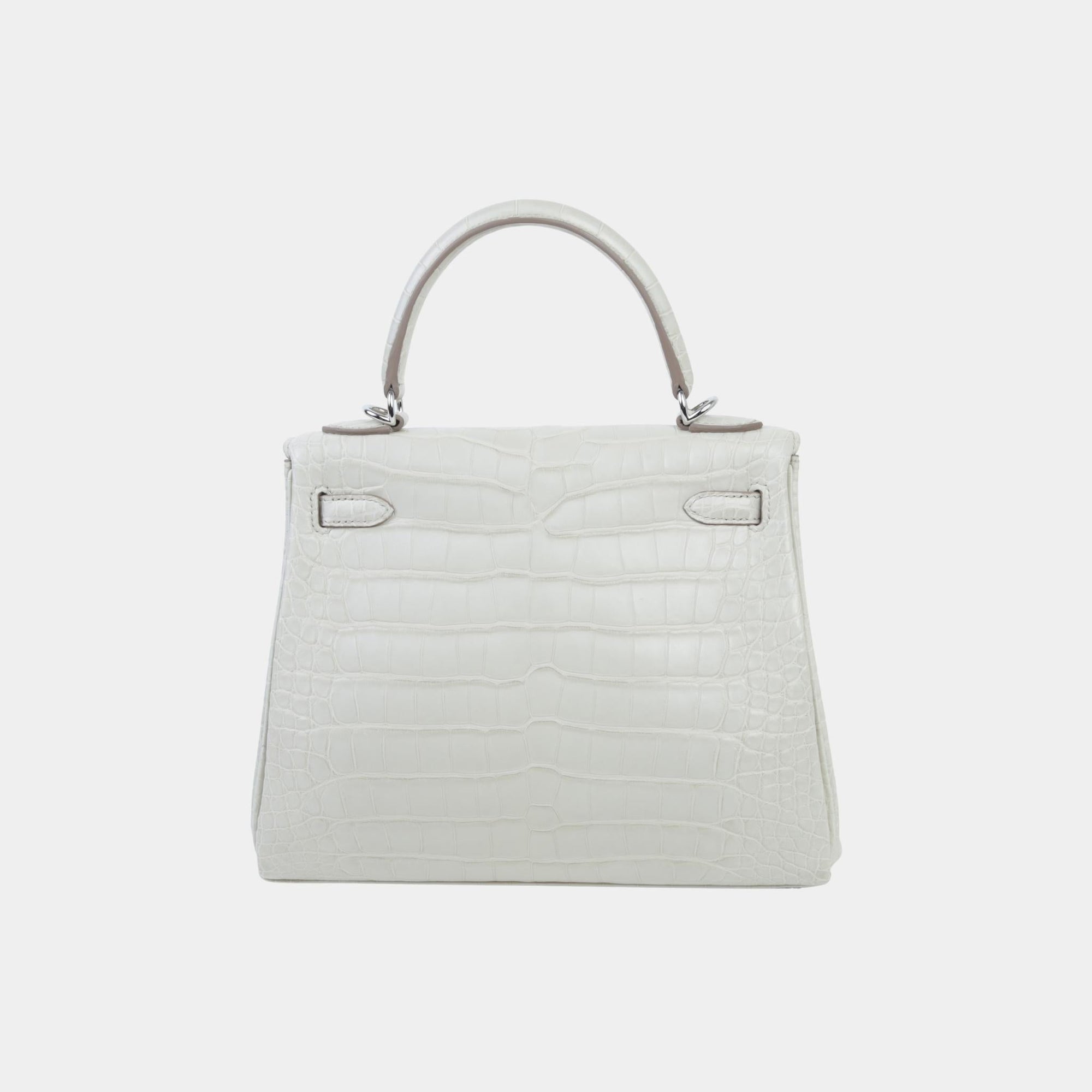 Kelly 25 Matte Alligator Beton Phw Hermes – Гарантія оригінальності – вид ззаду