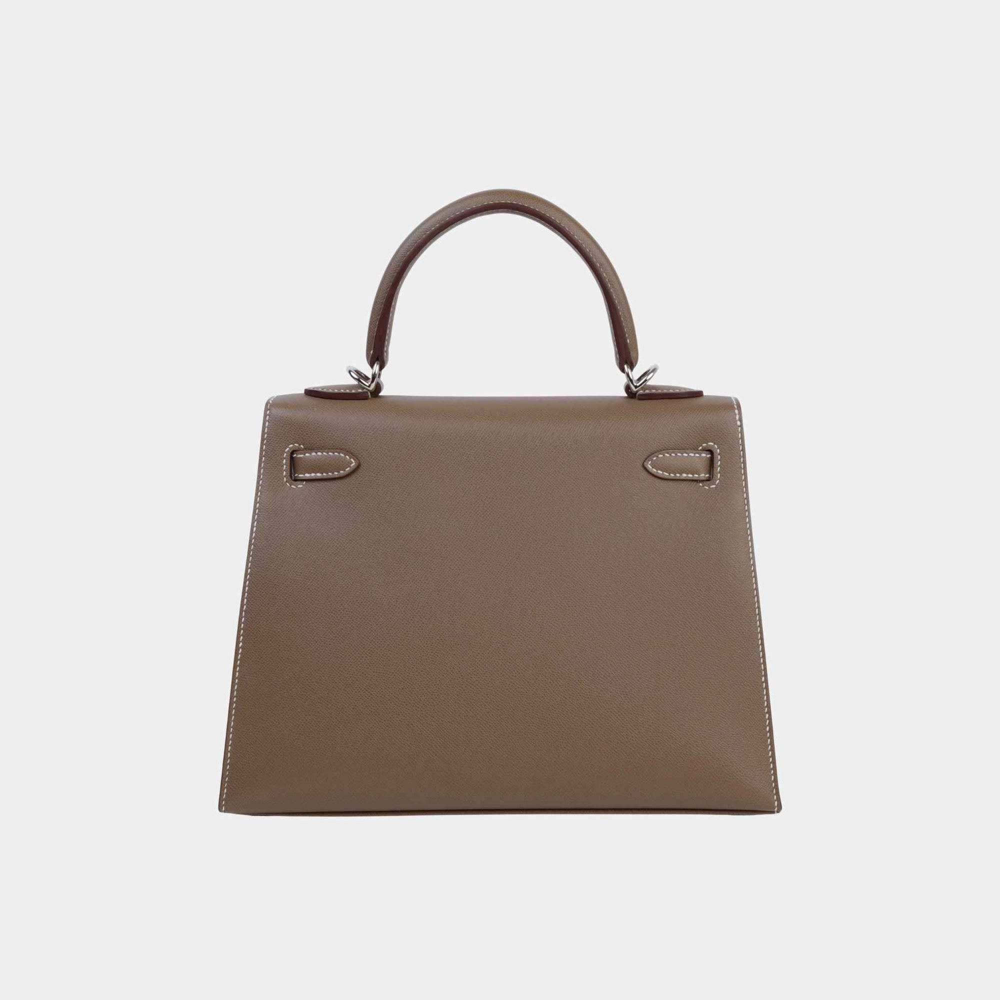 Kelly 25 Sellier Madame Etoupe Hermes – Гарантія оригінальності – вид ззаду