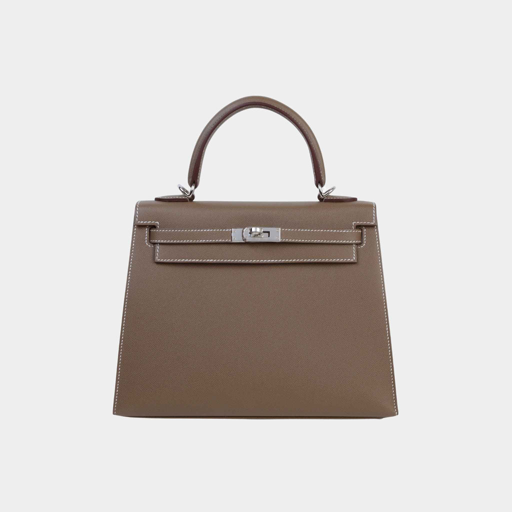 Kelly 25 Sellier Madame Etoupe Hermes – Гарантія оригінальності – боковий вид