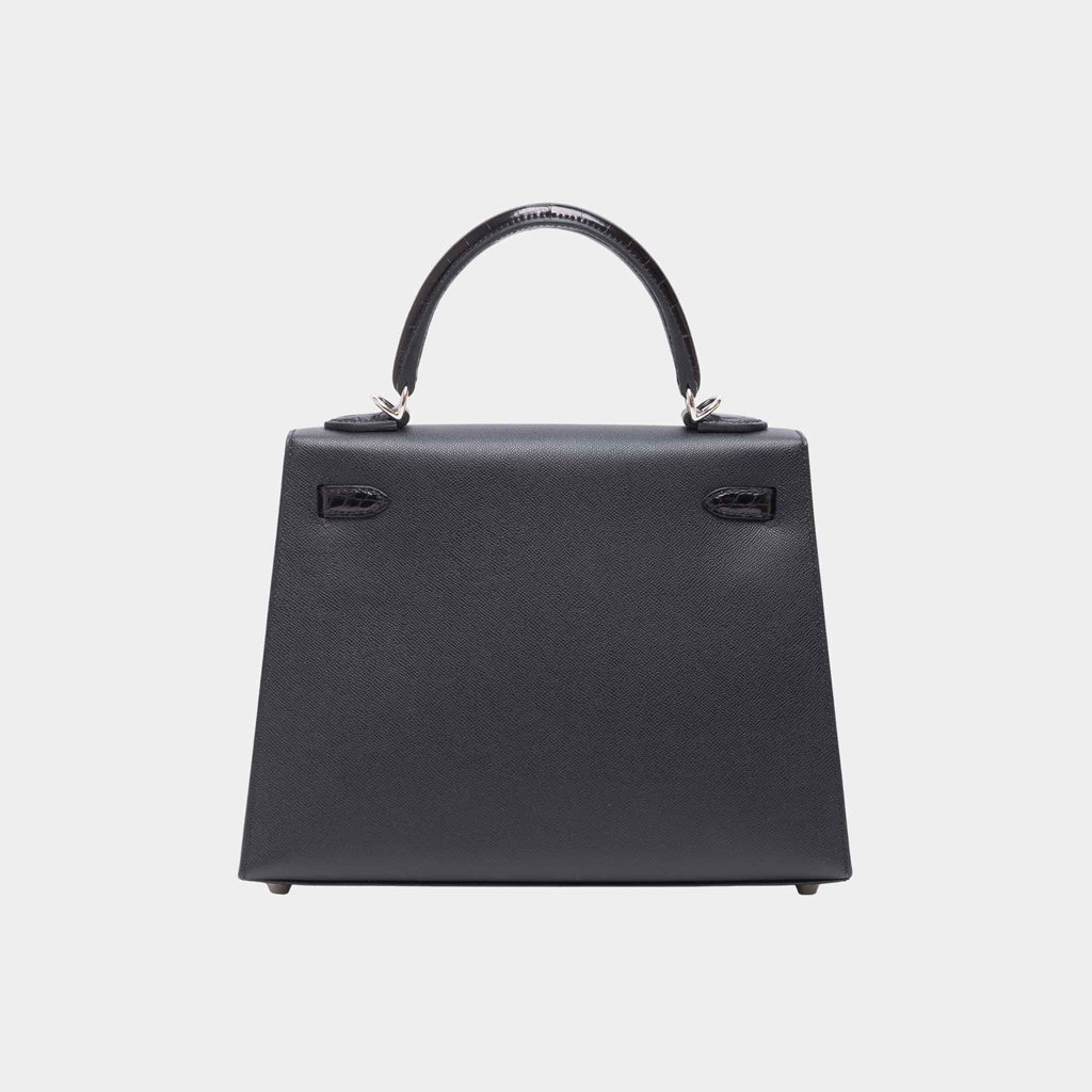 Kelly 25 Sellier Madame Shiny Niloticus Crocodile Black Phw Hermes – Гарантія оригінальності – вид ззаду