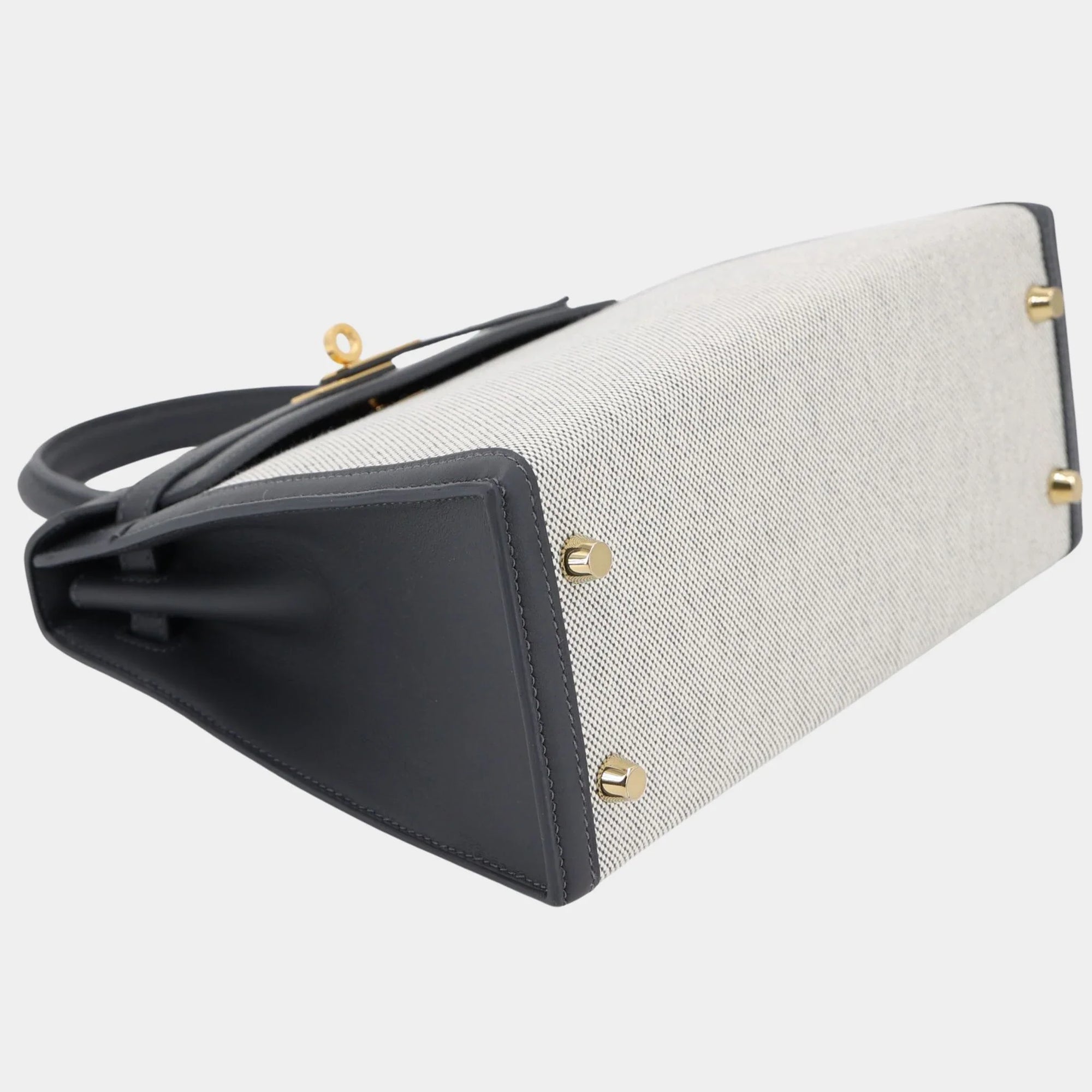 Kelly 25 Sellier Swift Toile Quadrille-Canvas Ardoise Hermes – Гарантія оригінальності – детальний вид