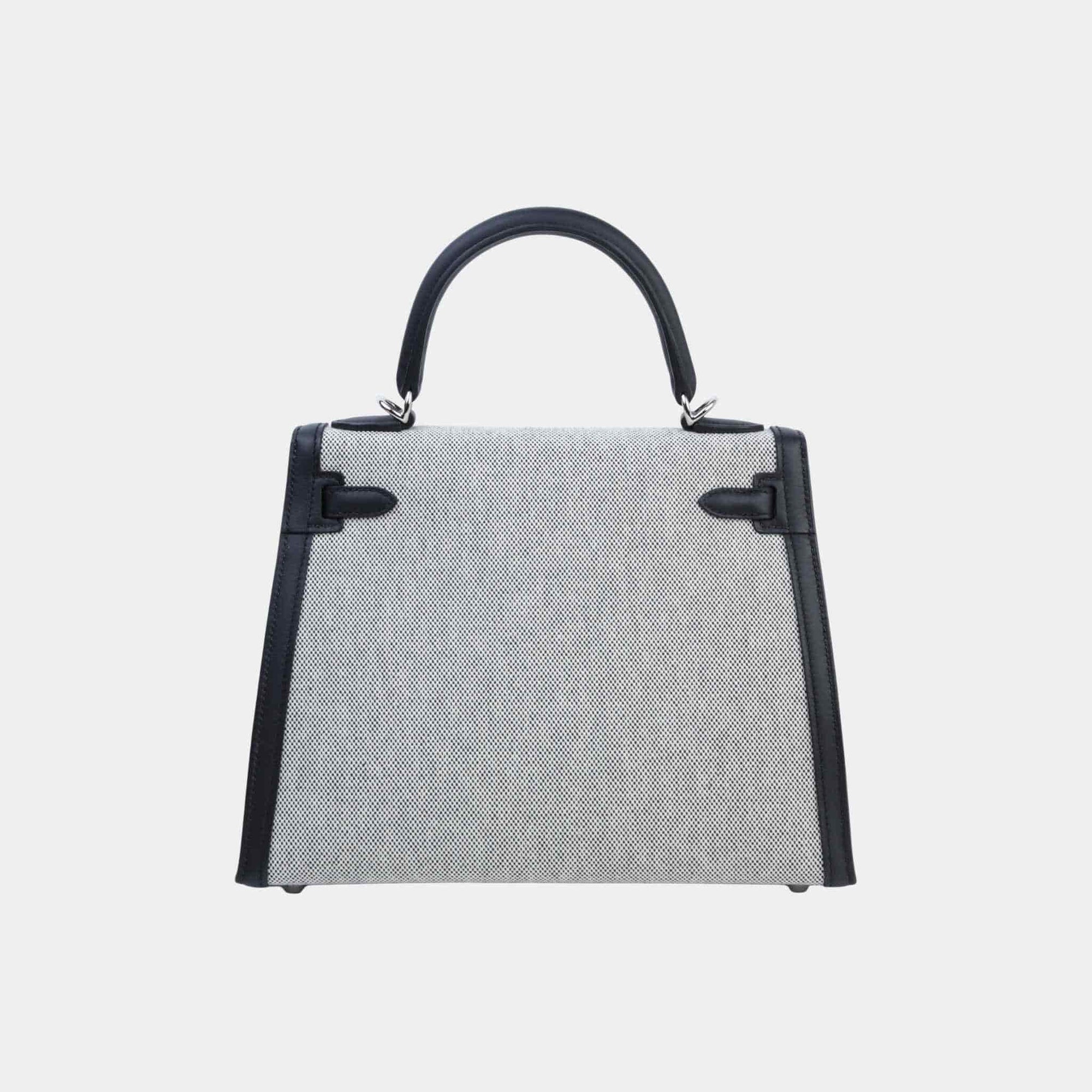 Kelly 25 Sellier Toile So H Canvas-Swift Black Phw Hermes оригінал – Купити в Україні – вид ззаду