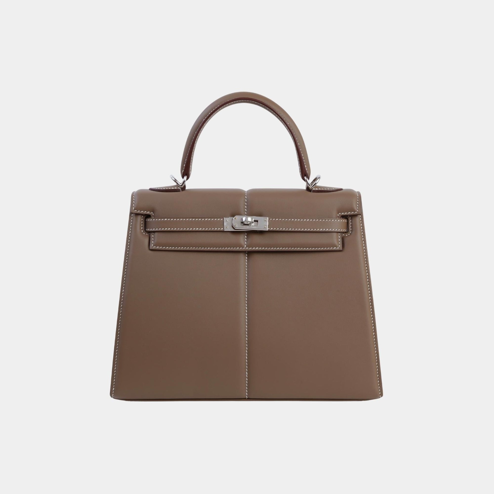 Kelly 25 Swift Padded Sellier Etoupe Phw Hermes оригінал – Купити в Україні – боковий вид