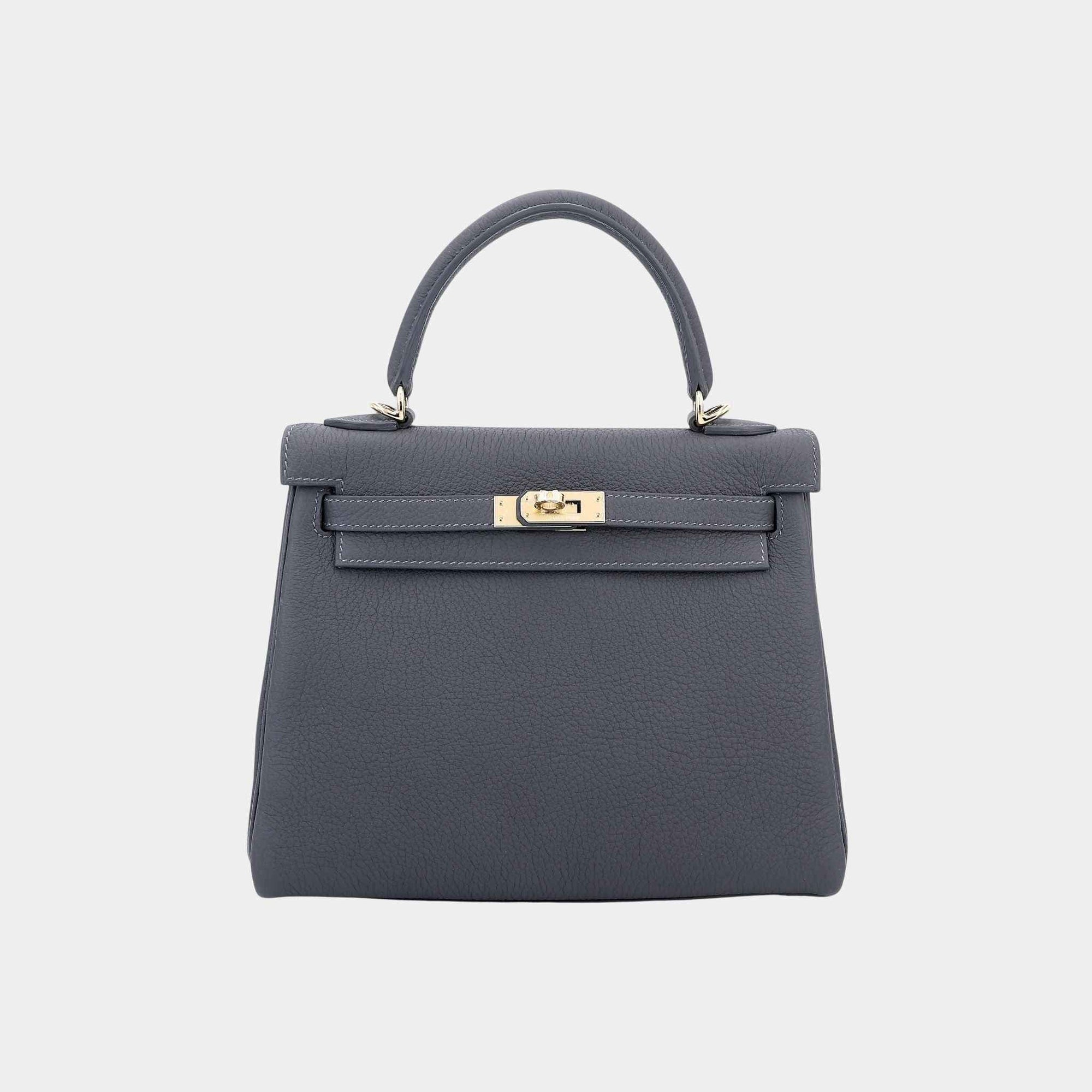 Kelly 25 Togo Ardoise Pbhw Hermes – Гарантія оригінальності – боковий вид