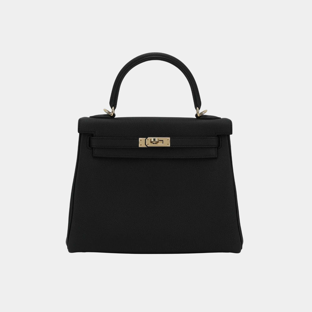Оригінальна Kelly 25 Togo Black Pbhw Hermes – боковий вид
