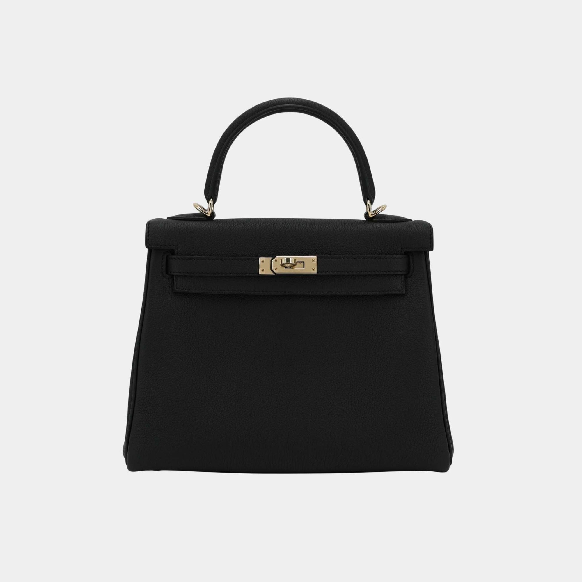 Оригінальна Kelly 25 Togo Black Pbhw Hermes – боковий вид