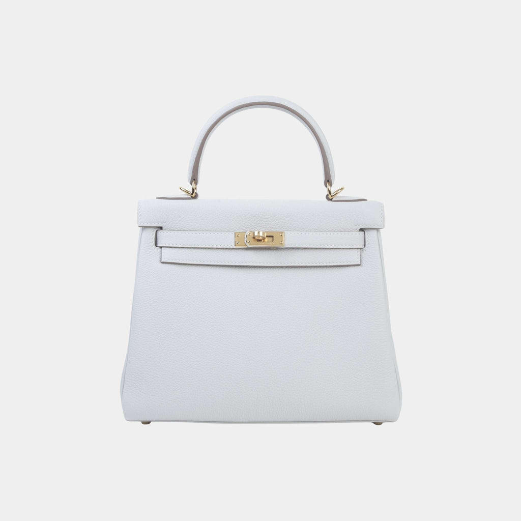 Kelly 25 Togo Gris Pale Ghw Hermes – Гарантія оригінальності – боковий вид
