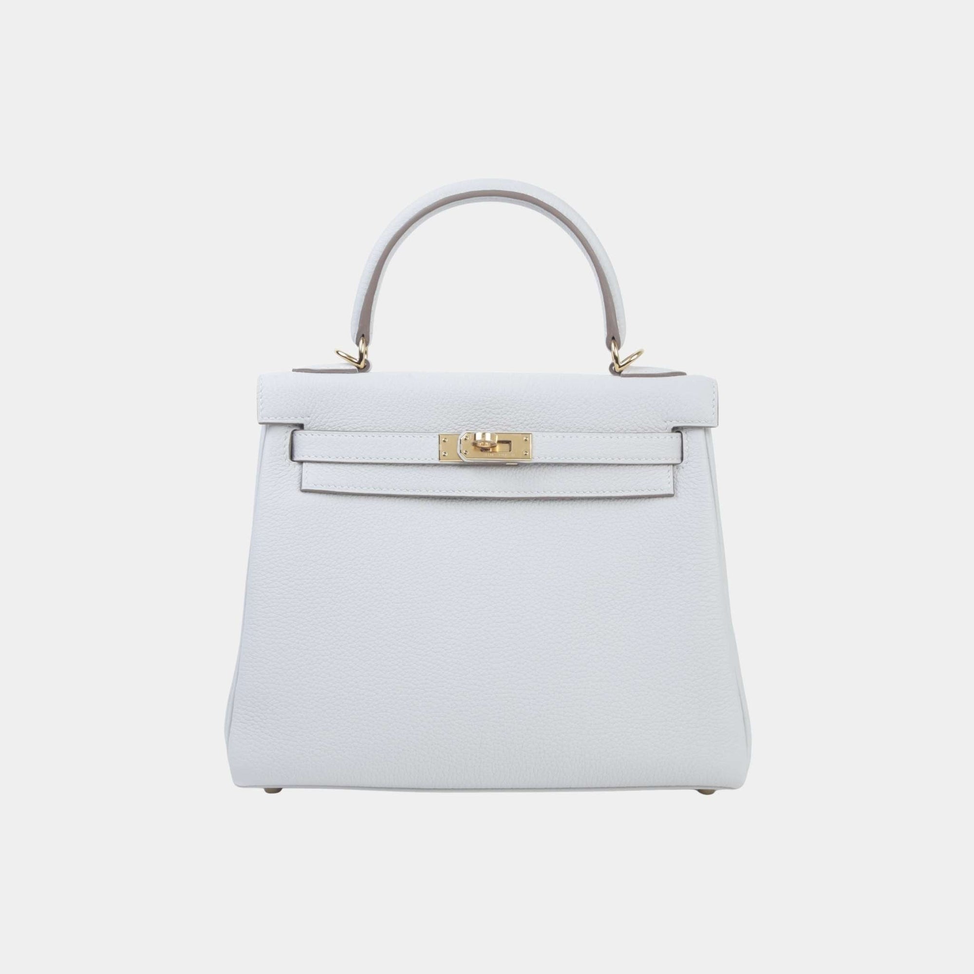 Kelly 25 Togo Gris Pale Ghw Hermes – Гарантія оригінальності – боковий вид