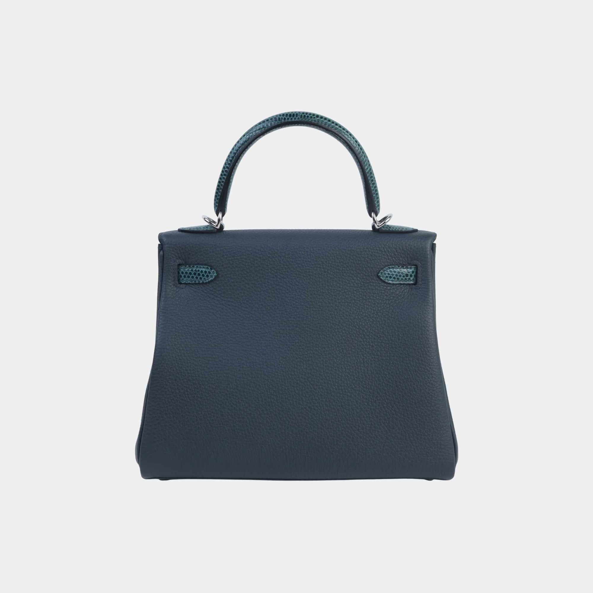 Оригінальна Kelly 25 Touch Togo Lizard Vert Cypress Hermes – вид ззаду