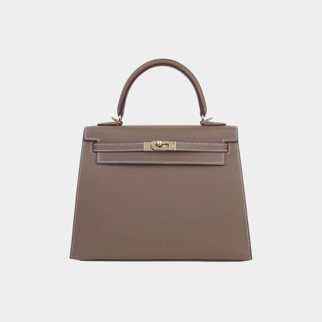 Оригінальна Kelly 25 Verso Madame Sellier Etoupe Hermes – боковий вид