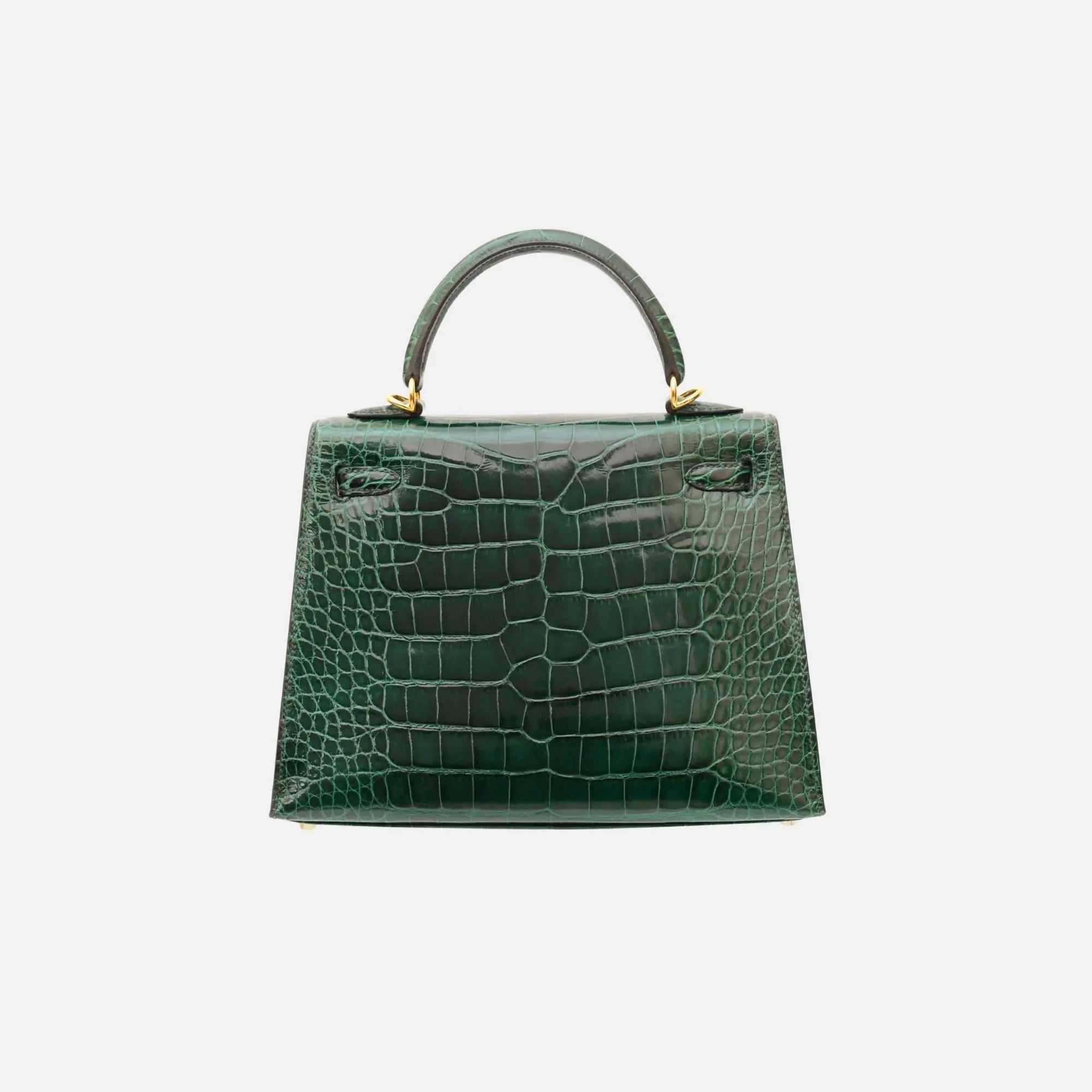 Kelly 25 Vert Fonce Shiny Alligator Ghw Hermes оригінал – Купити в Україні – вид ззаду