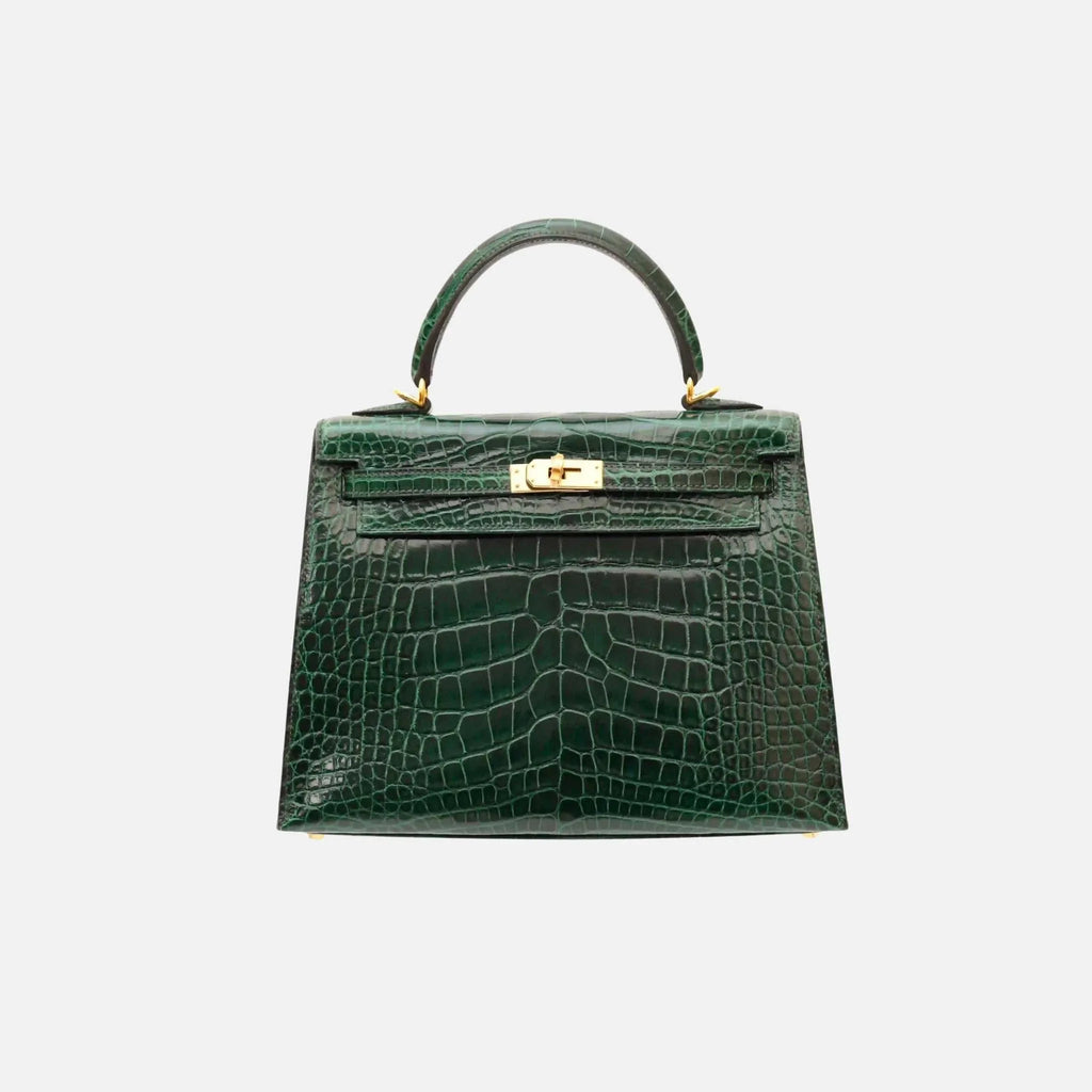Kelly 25 Vert Fonce Shiny Alligator Ghw Hermes оригінал – Купити в Україні – боковий вид
