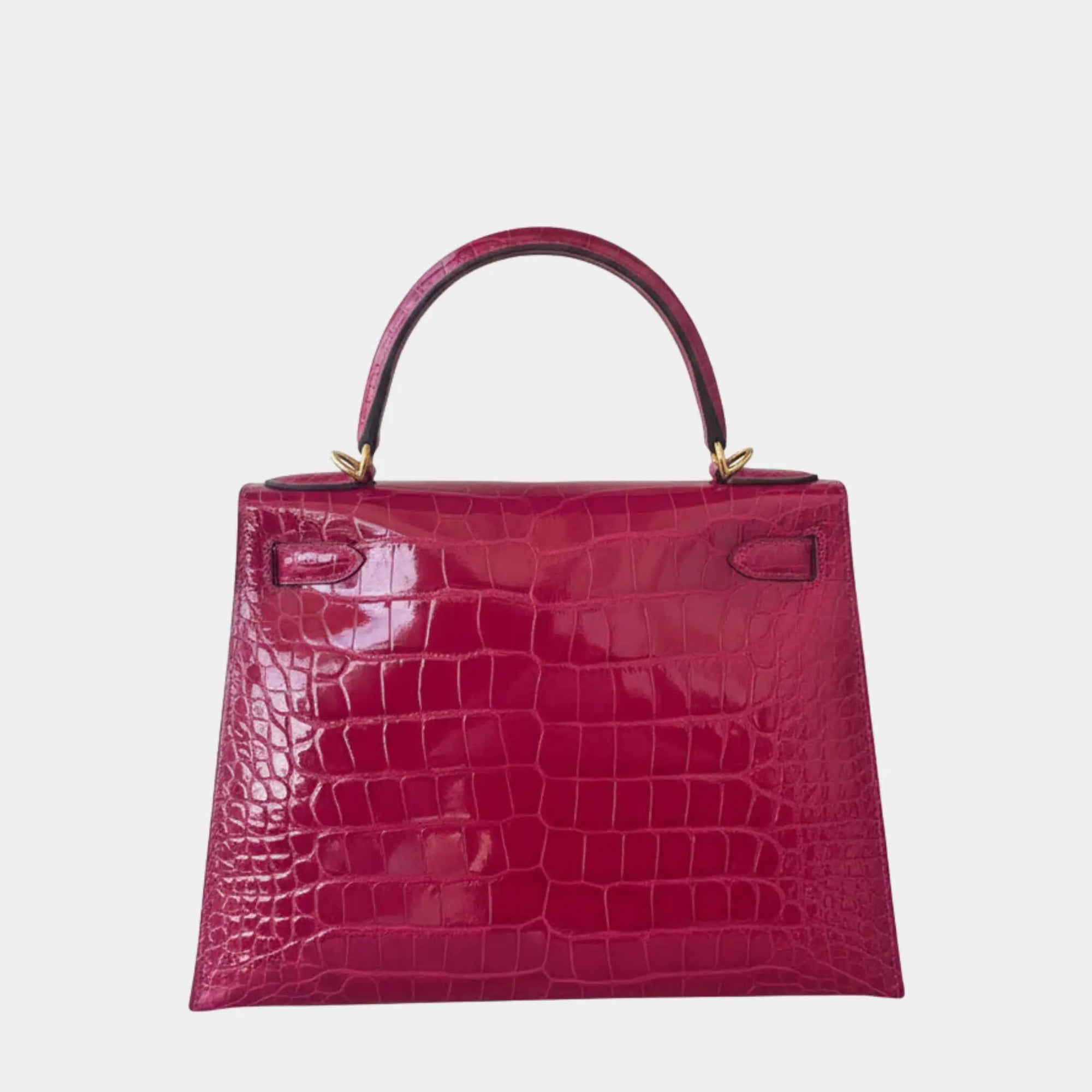 Kelly 28 Alligator Mississippiensis Lisse Rose Pourpre Ghw Hermes – Гарантія оригінальності – вид ззаду