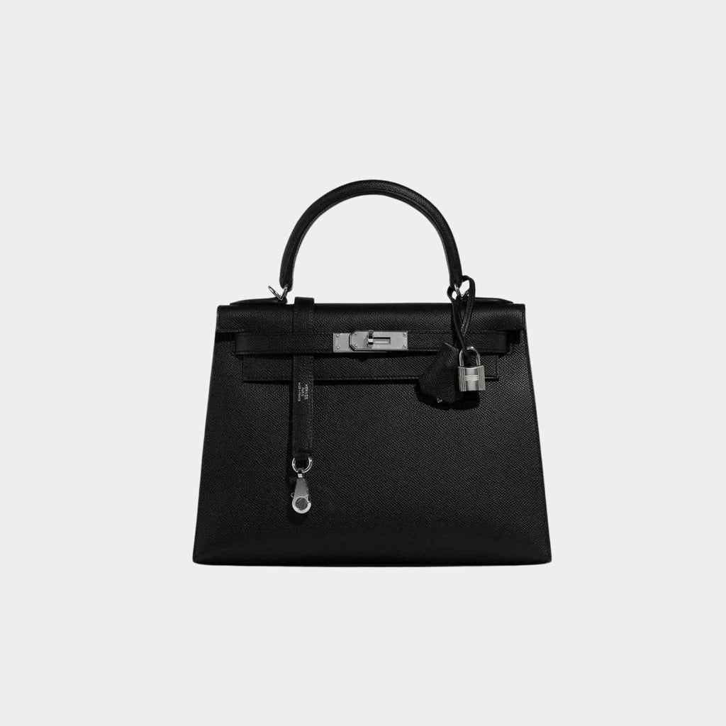 Оригінальна Kelly 28 Epsom Black Phw Hermes – боковий вид