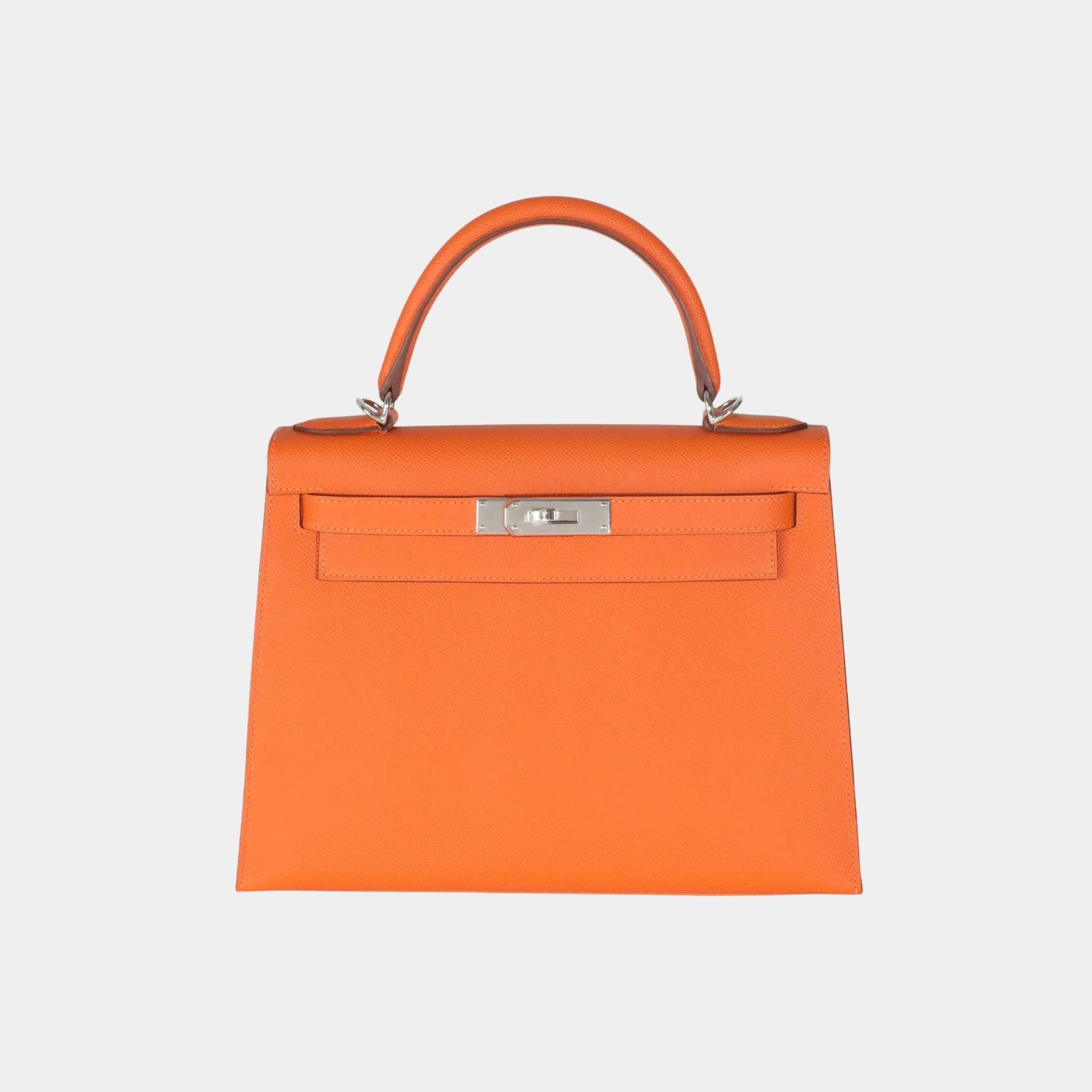 Оригінальна Kelly 28 Epsom Sellier Orange Phw Hermes – боковий вид