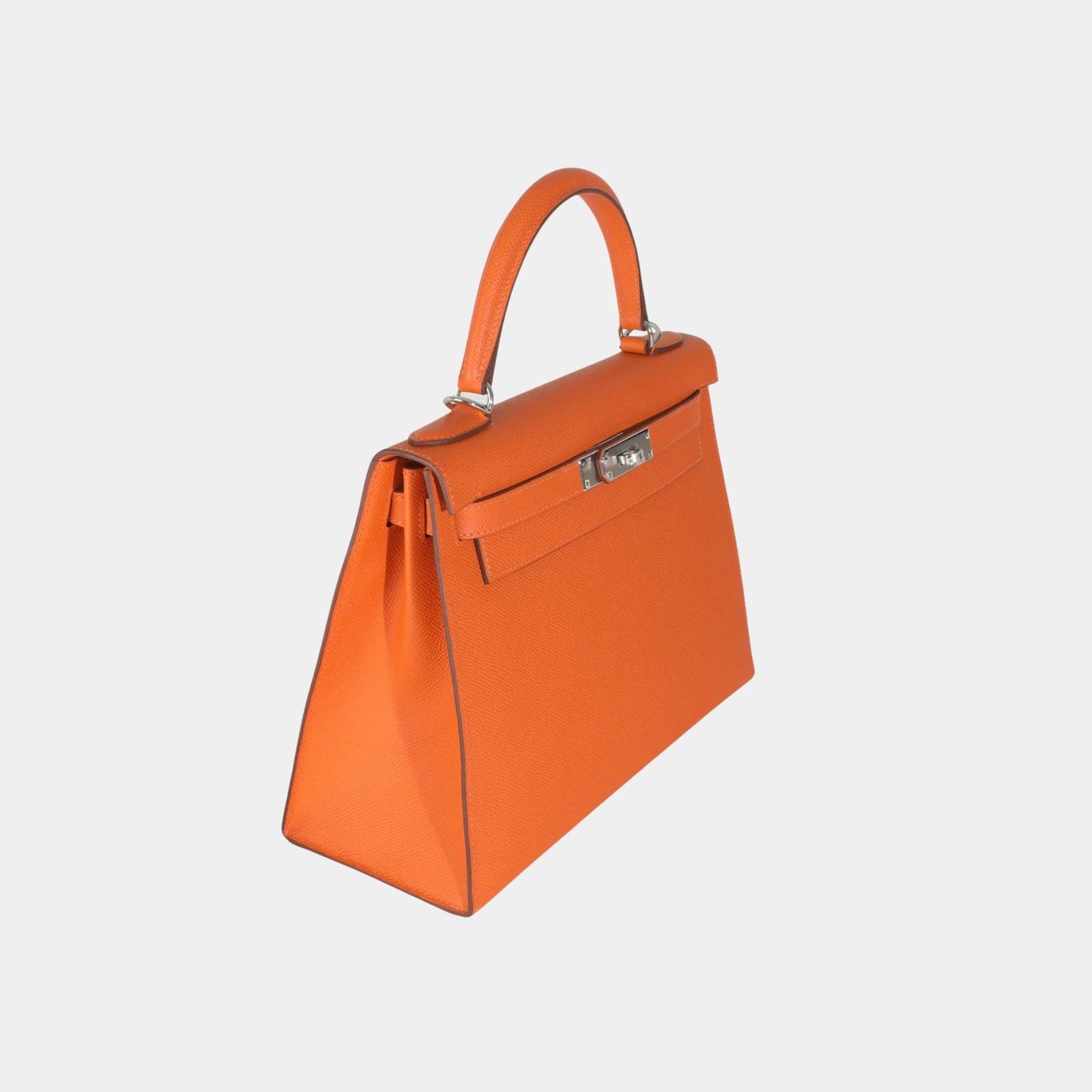 Оригінальна Kelly 28 Epsom Sellier Orange Phw Hermes – детальний вид