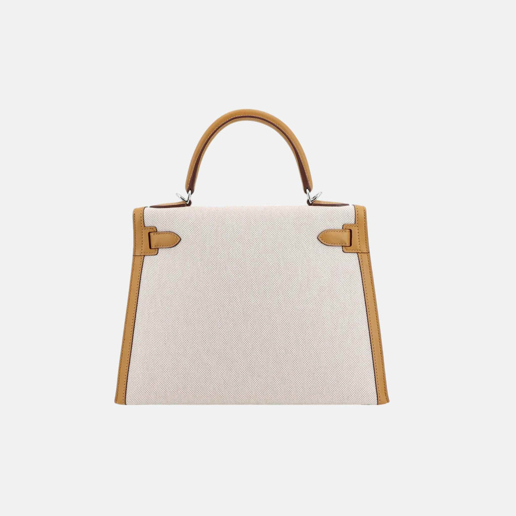 Kelly 28 Limited Edition Swift Toile H Canvas Sesame Phw Hermes оригінал – Купити в Україні – вид ззаду