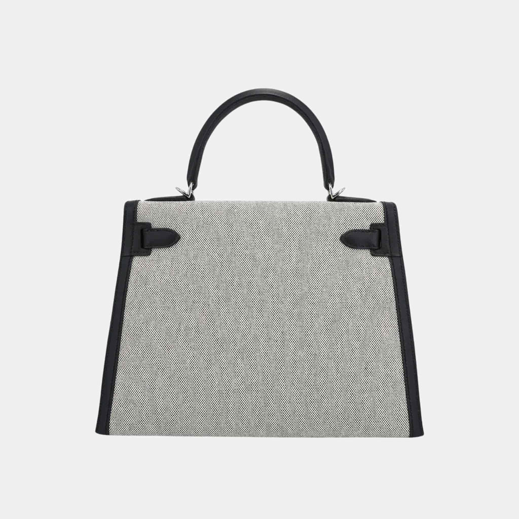Оригінальна Kelly 28 Swift Toile H Canvas Black Phw Hermes – вид ззаду