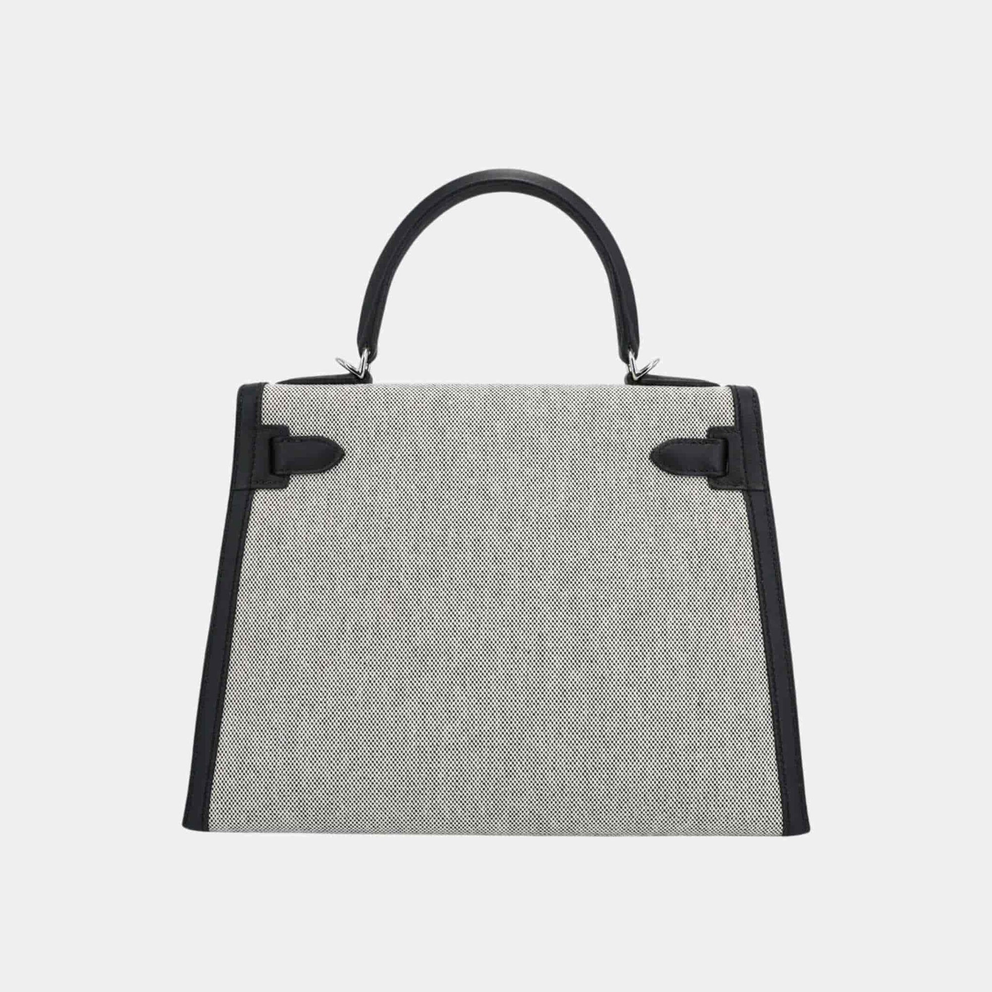 Оригінальна Kelly 28 Swift Toile H Canvas Black Phw Hermes – вид ззаду