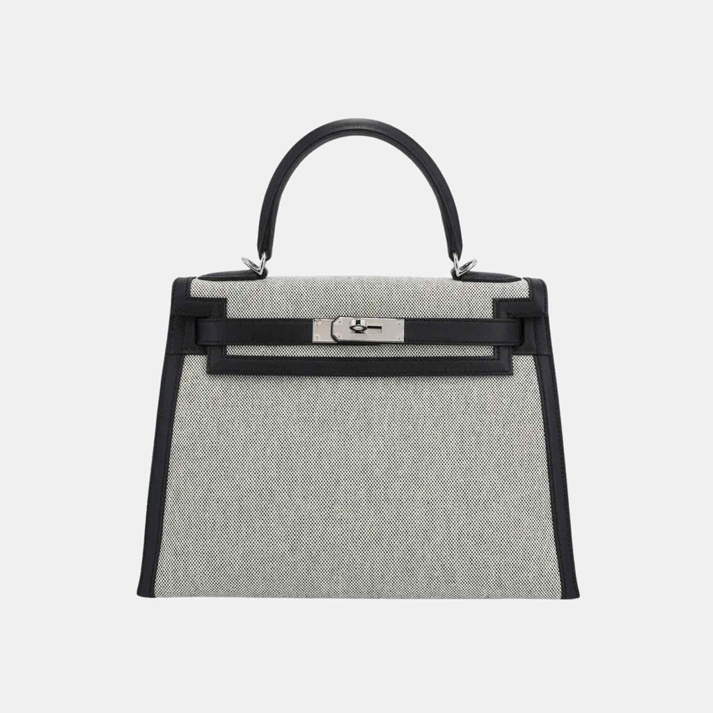 Оригінальна Kelly 28 Swift Toile H Canvas Black Phw Hermes – боковий вид
