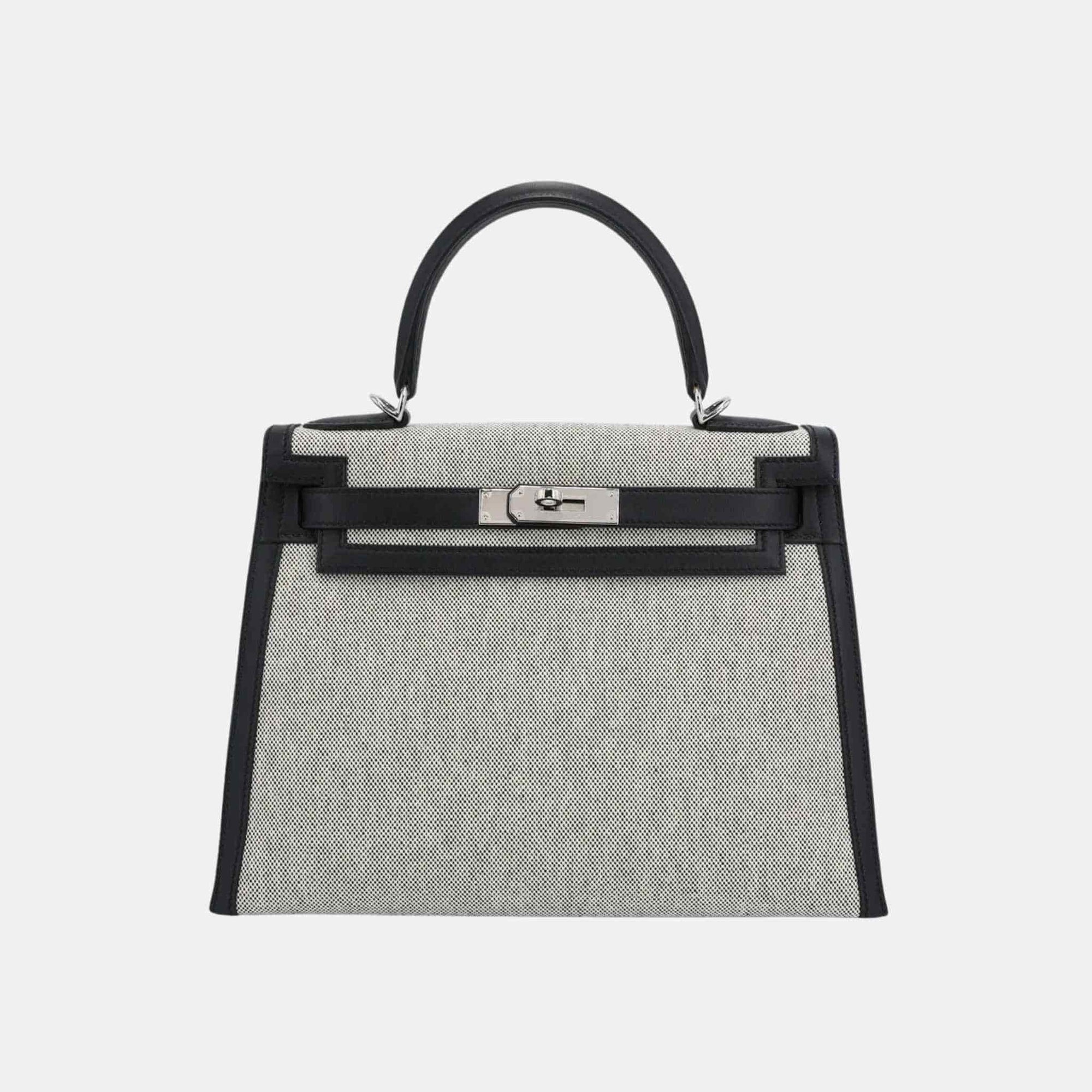 Оригінальна Kelly 28 Swift Toile H Canvas Black Phw Hermes – боковий вид