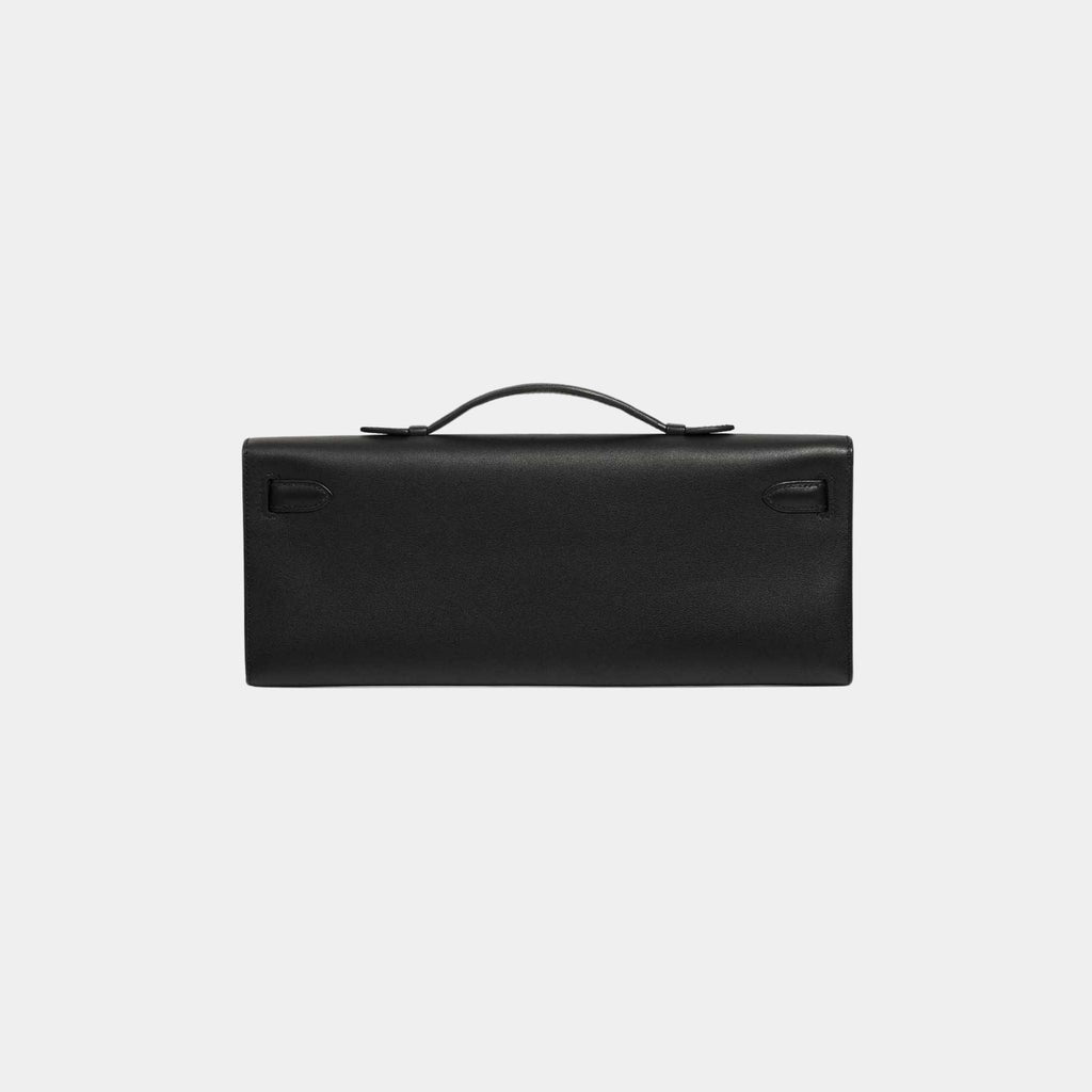 Kelly Cut Clutch Swift Black Ghw Hermes – Гарантія оригінальності – вид ззаду
