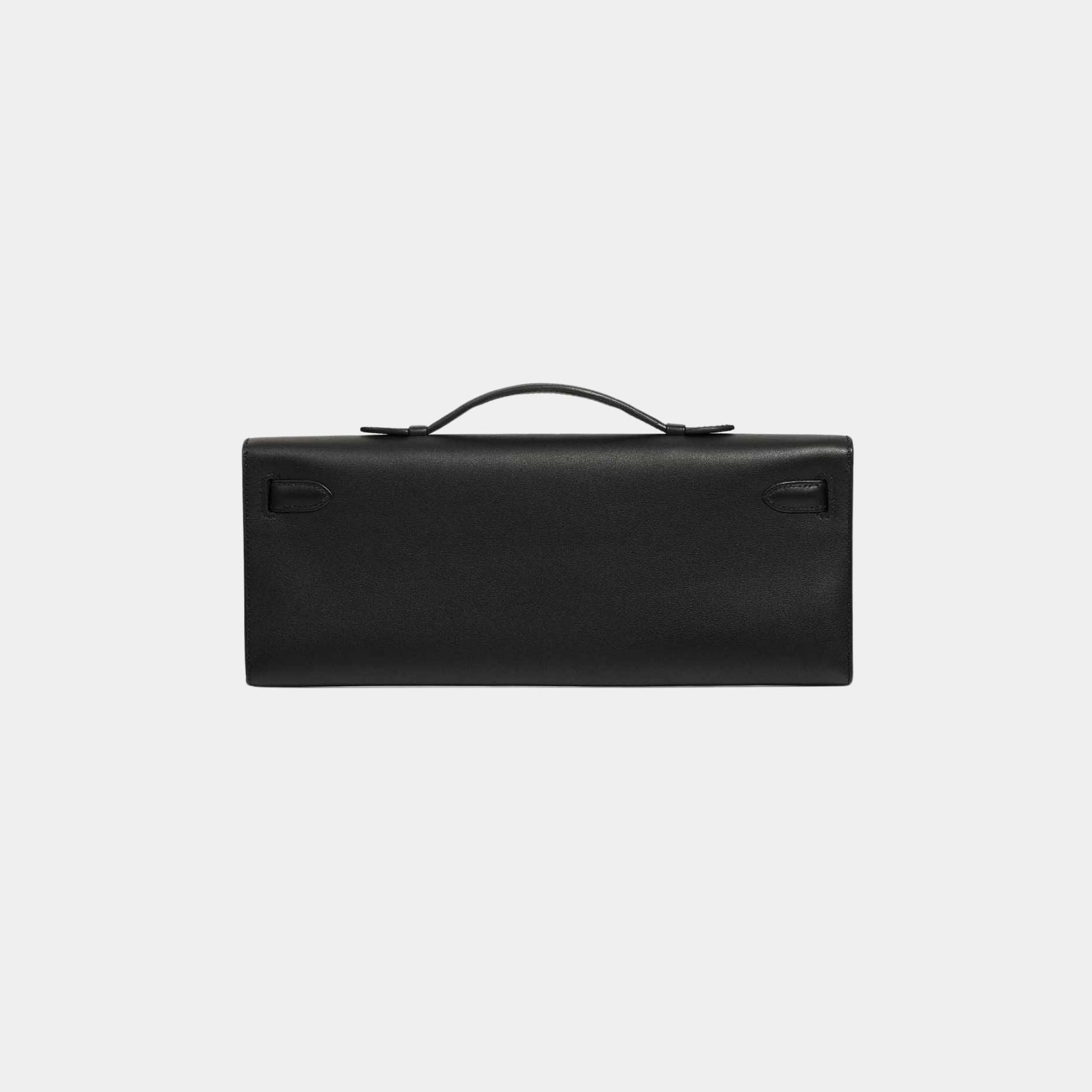Kelly Cut Clutch Swift Black Ghw Hermes – Гарантія оригінальності – вид ззаду