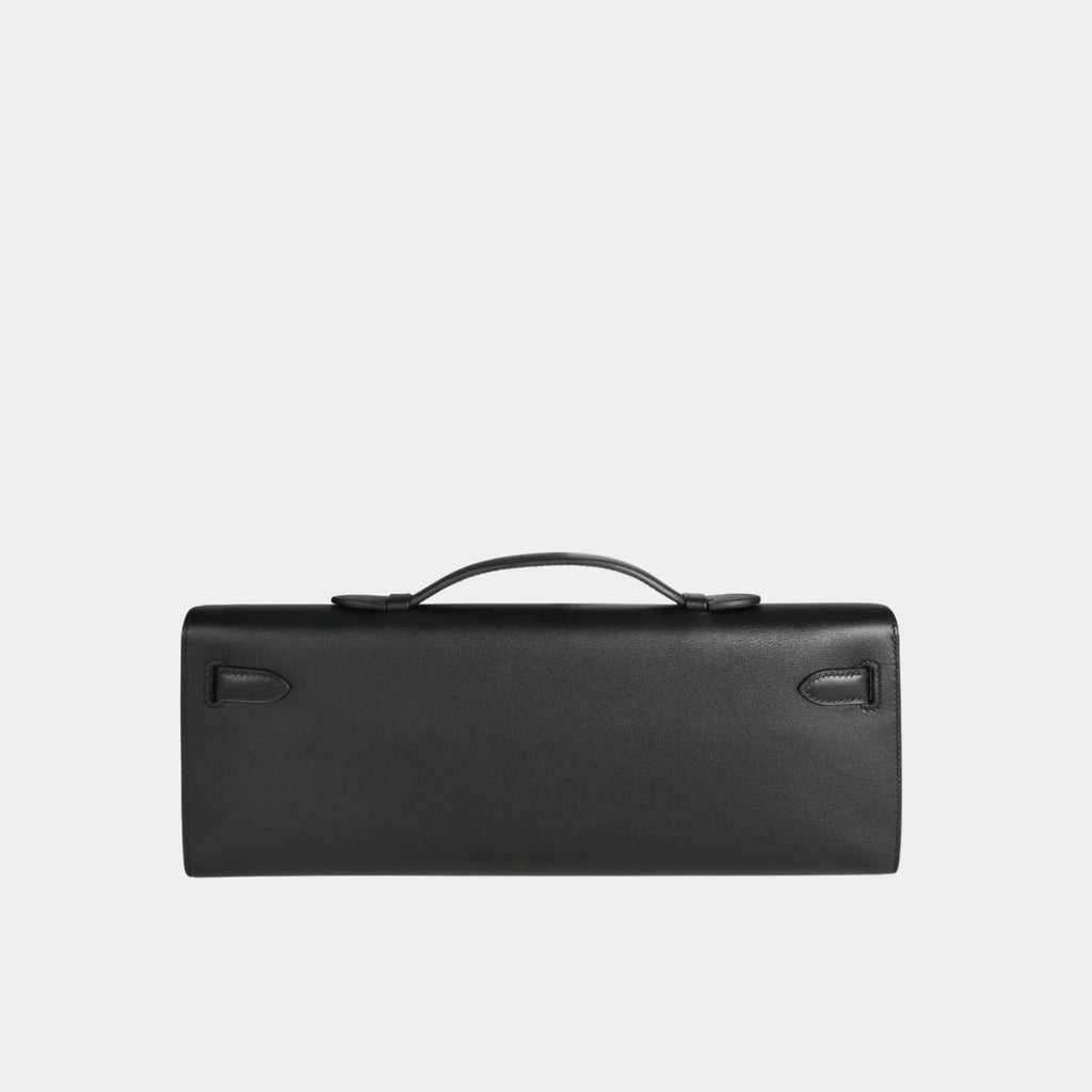 Оригінальна Kelly Cut Clutch Swift Black Phw Hermes – вид ззаду
