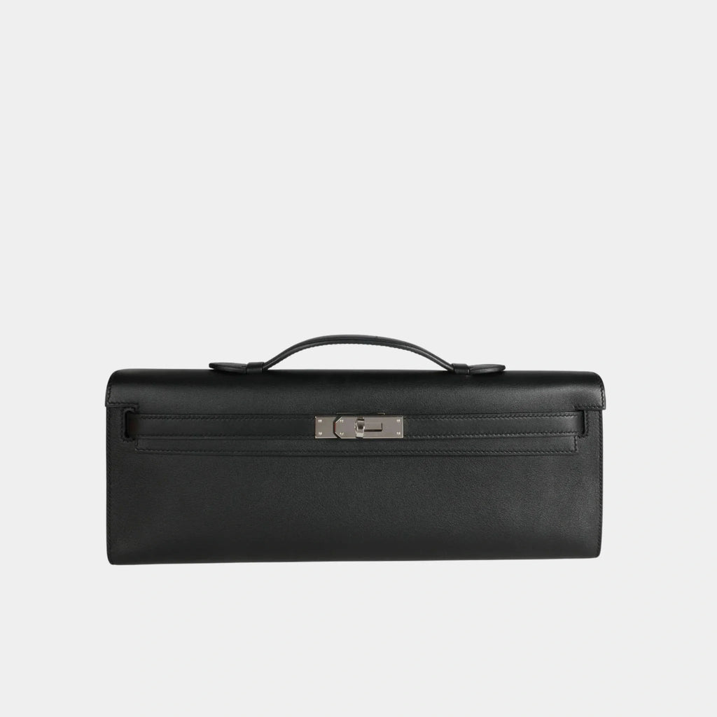 Оригінальна Kelly Cut Clutch Swift Black Phw Hermes – боковий вид