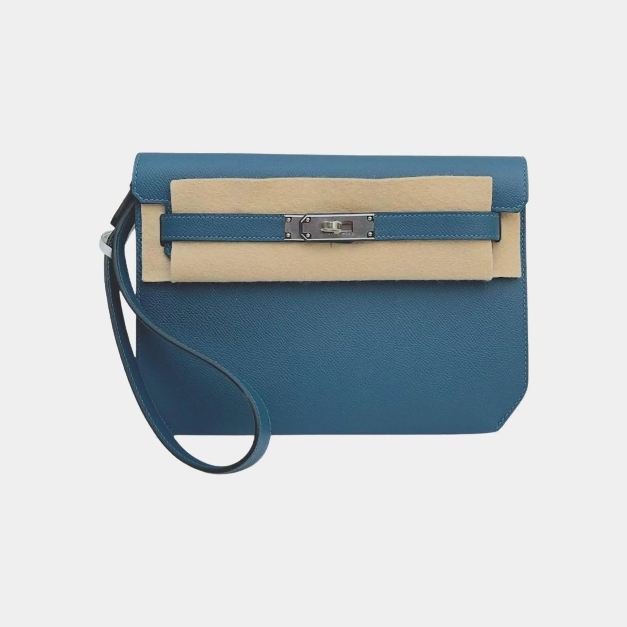 Kelly Depeche 25 Epsom Bleu Jeans Hermes оригінал – Купити в Україні – боковий вид
