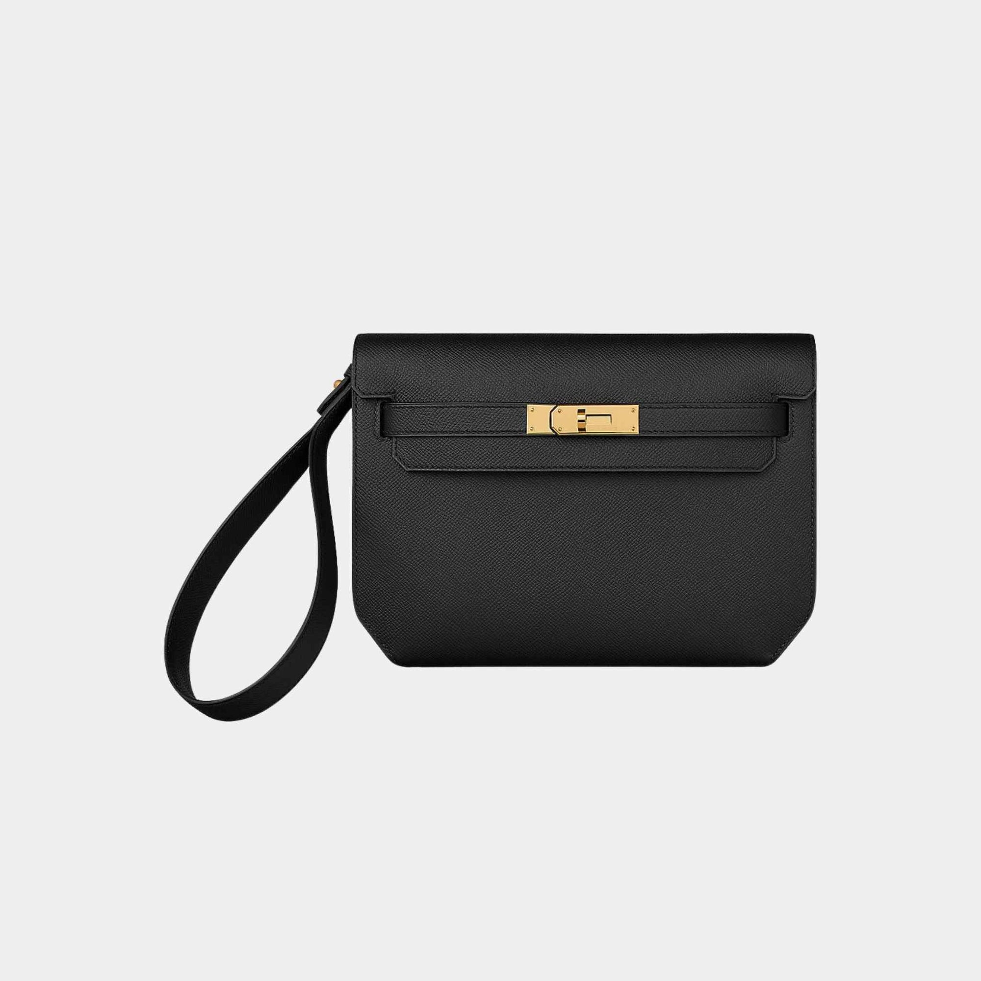 Оригінальна Kelly Depeches 25 Black Ghw Hermes – боковий вид
