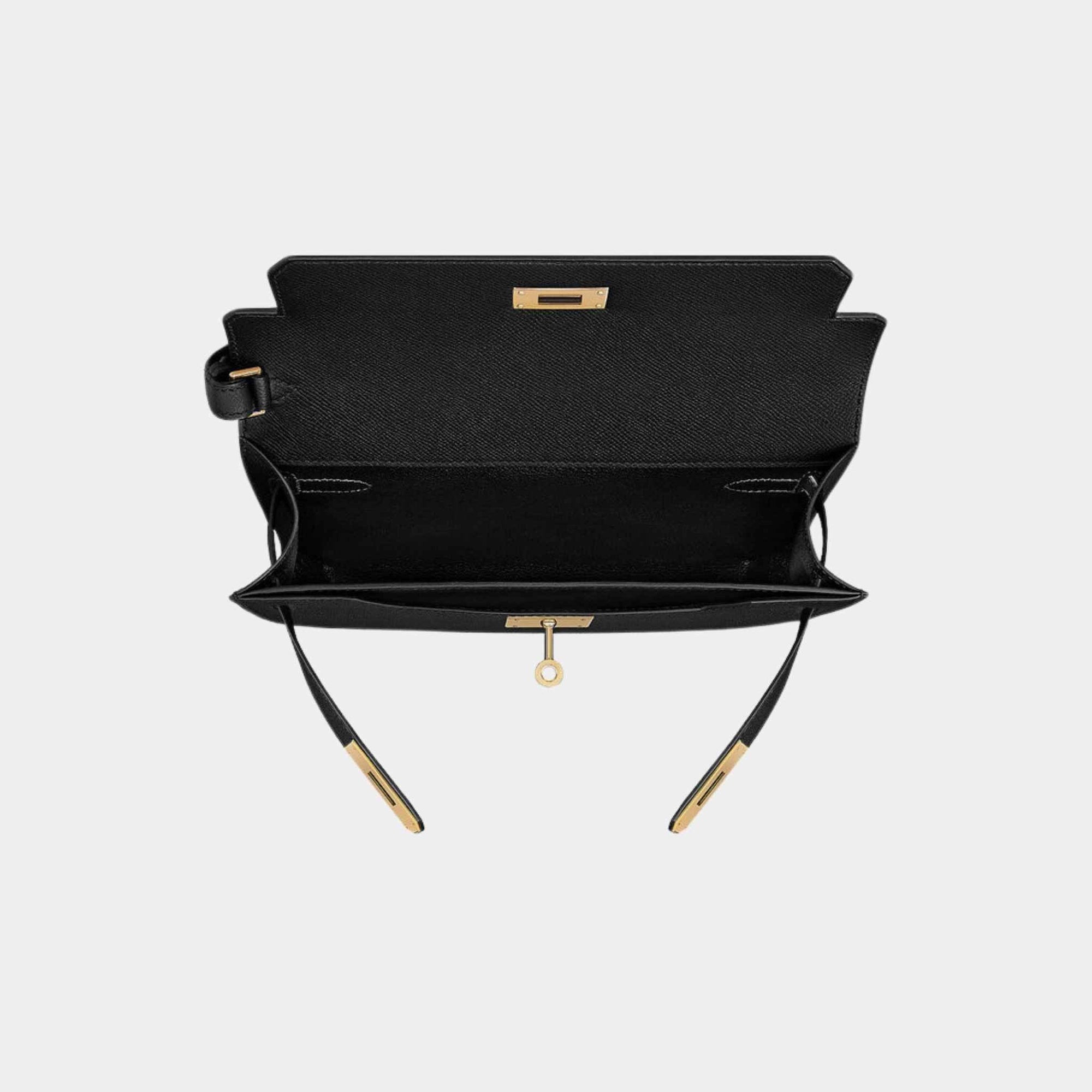 Оригінальна Kelly Depeches 25 Black Ghw Hermes – детальний вид
