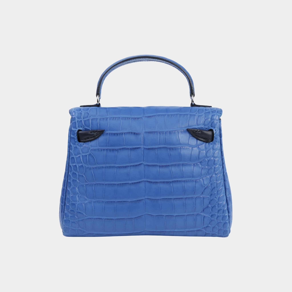 Kelly Doll Matte Alligator Bleu Zellige Phw Hermes – Гарантія оригінальності – вид ззаду