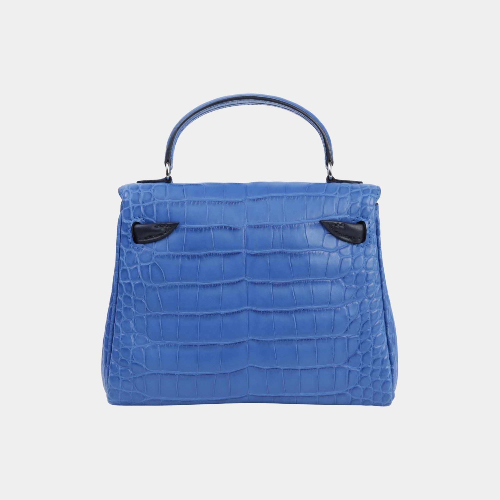 Kelly Doll Matte Alligator Bleu Zellige Phw Hermes – Гарантія оригінальності – вид ззаду